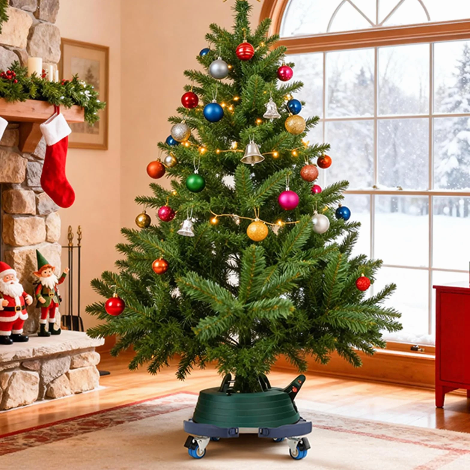 W B D WEIBIDA Okrągły wałek do roślin, Ø 40-58 cm, nośność 200 kg, do użytku na zewnątrz, z kółkami obracanymi o 360°, do dużych obciążeń i wewnątrz, na rolkach, do ogrodu domowego, doniczki, czarny