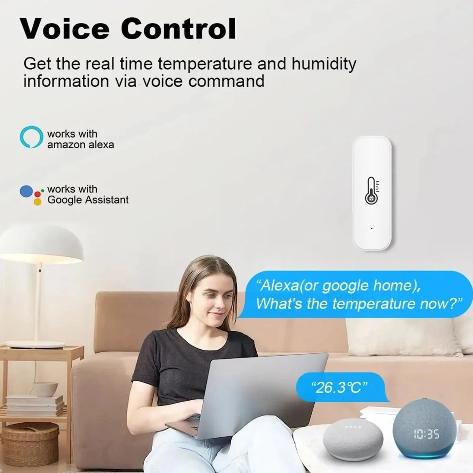 Inteligentny termometr WiFi Bluetooth czujnik temperatury wilgotności do pomieszczeń monitorowanie z aplikacją