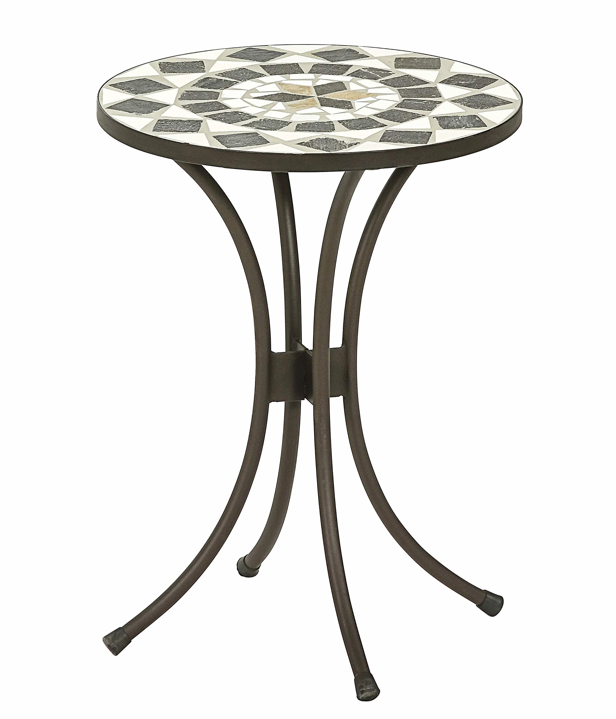 Dehner Stołek na kwiaty Diana, Ø 41 cm, wysokość 54 cm, metal, wygląd mozaiki, brązowy/szary/biały