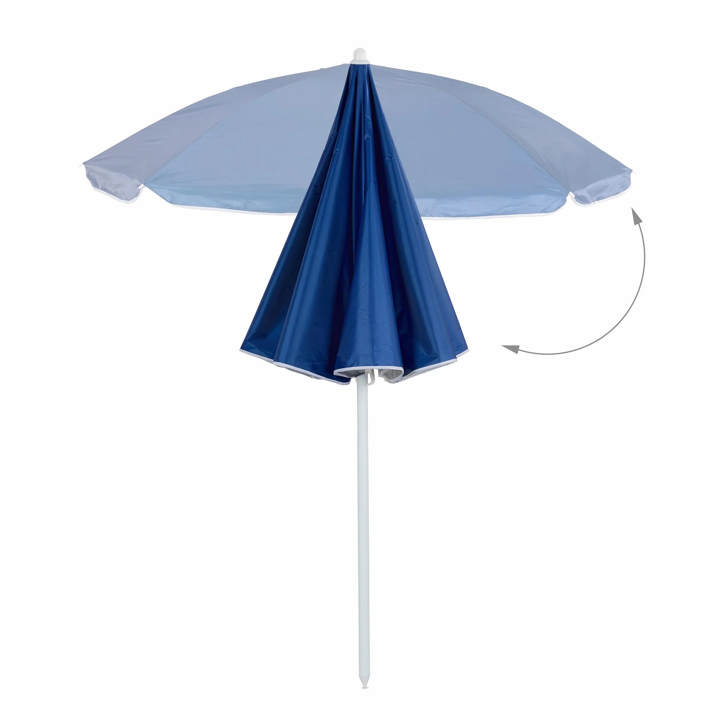 Relaxdays Parasol przeciwsłoneczny, Ø 160 cm, zginany, z regulacją wysokości, ochrona UV, parasol plażowy z torbą, na plażę i balkon, niebieski