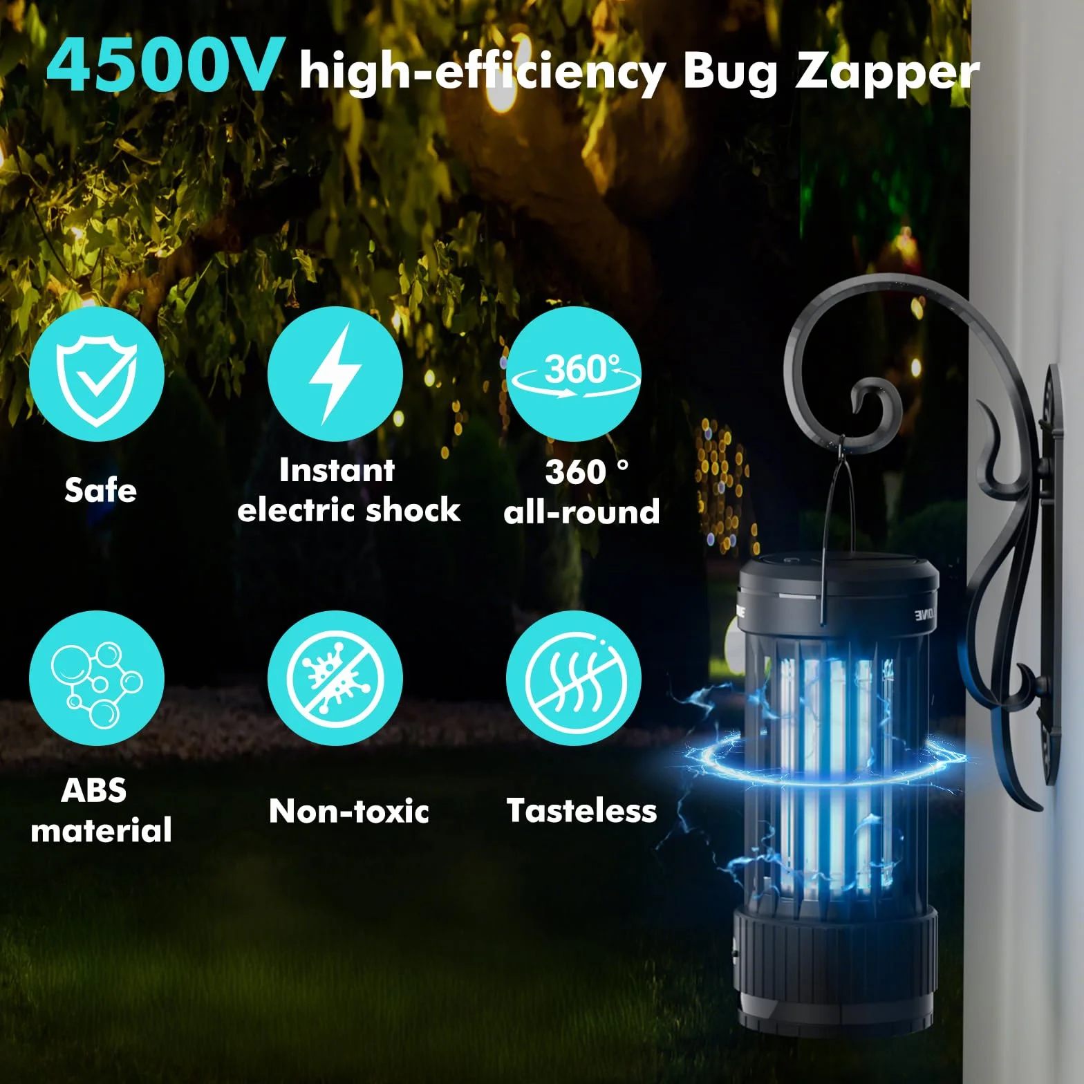 PALONE Przenośna lampa na komary z regulacją wysokości, USB-C 4000mAh - UV + LED do kuchni/balkonu/campingu