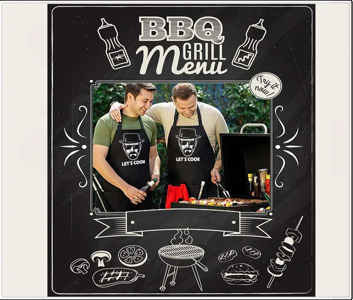 OM3 MR-WHITE-LETS-COOK Fartuch do grillowania - Parodie Kult TV Fartuch kuchenny dla dorosłych, unisex, czarny, jeden rozmiar