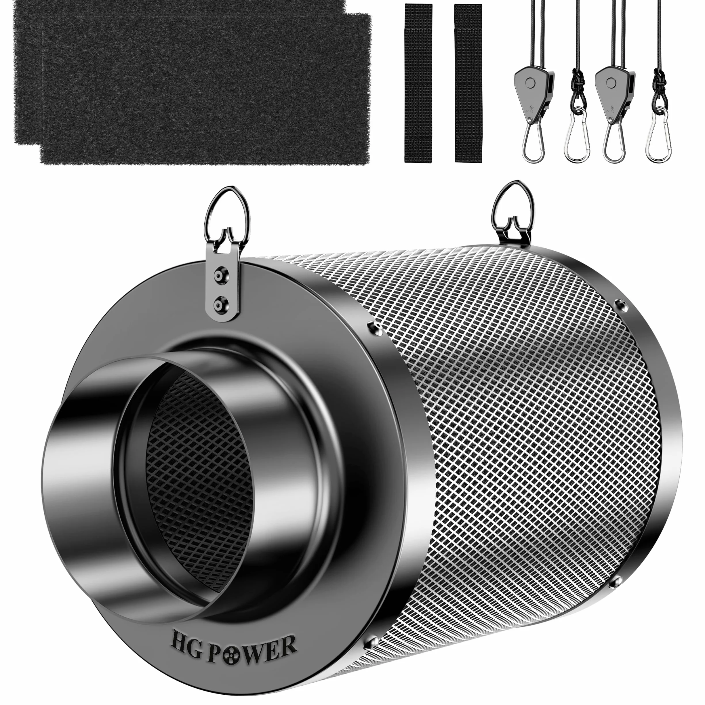 HG Power Filtr z węglem aktywnym 100 mm, długość 200 mm – 38 mm Premium Australijski węgiel aktywny Virgin, kontrola zapachu do namiotów uprawnych, hydroponiki i wentylatora rurowego, w zestawie 2