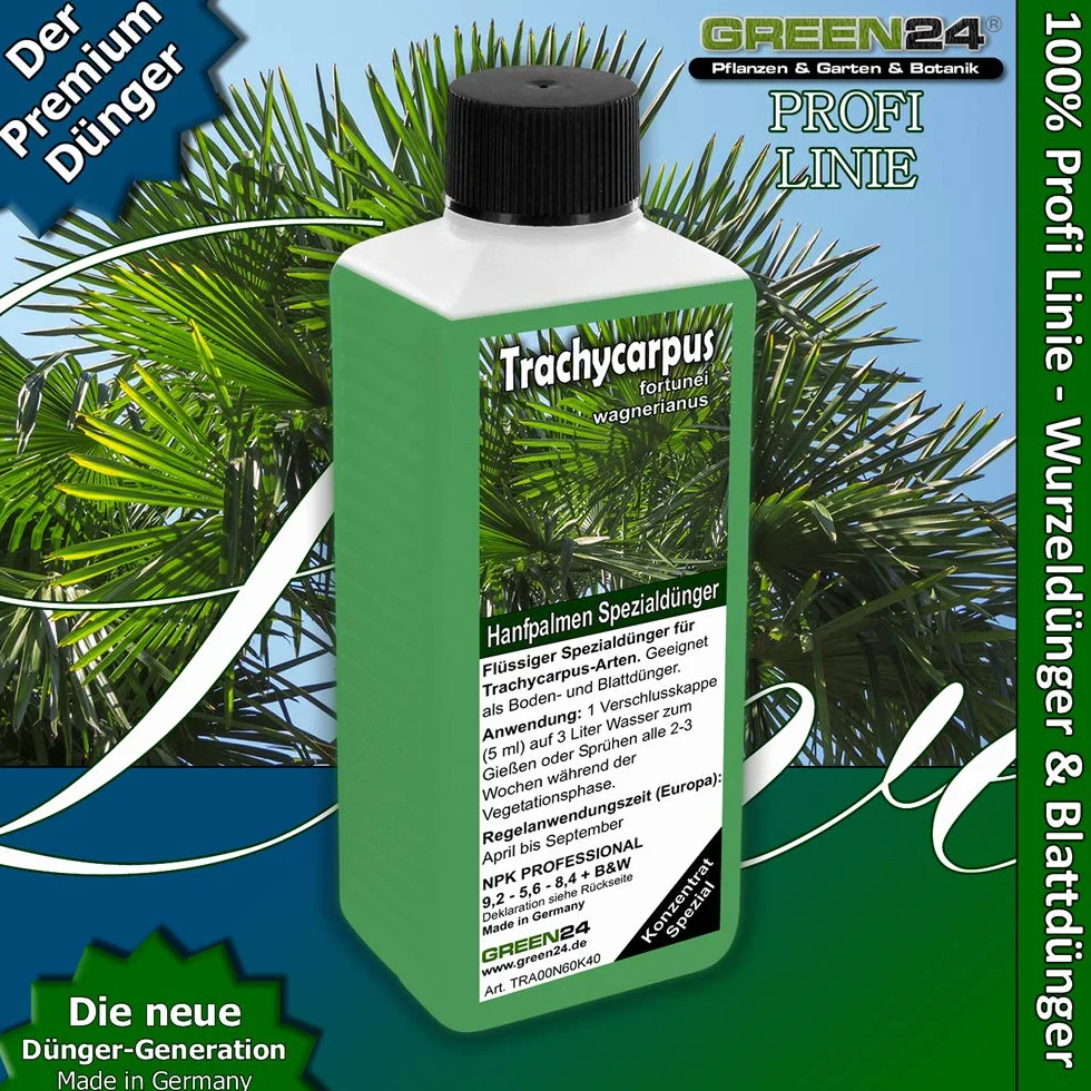 GREEN24 Trachycarpus nawóz do palm konopnych Trachycarpus fortunei wagnerianus jako specjalny nawóz do korzeni + nawóz dolistny Profi Line