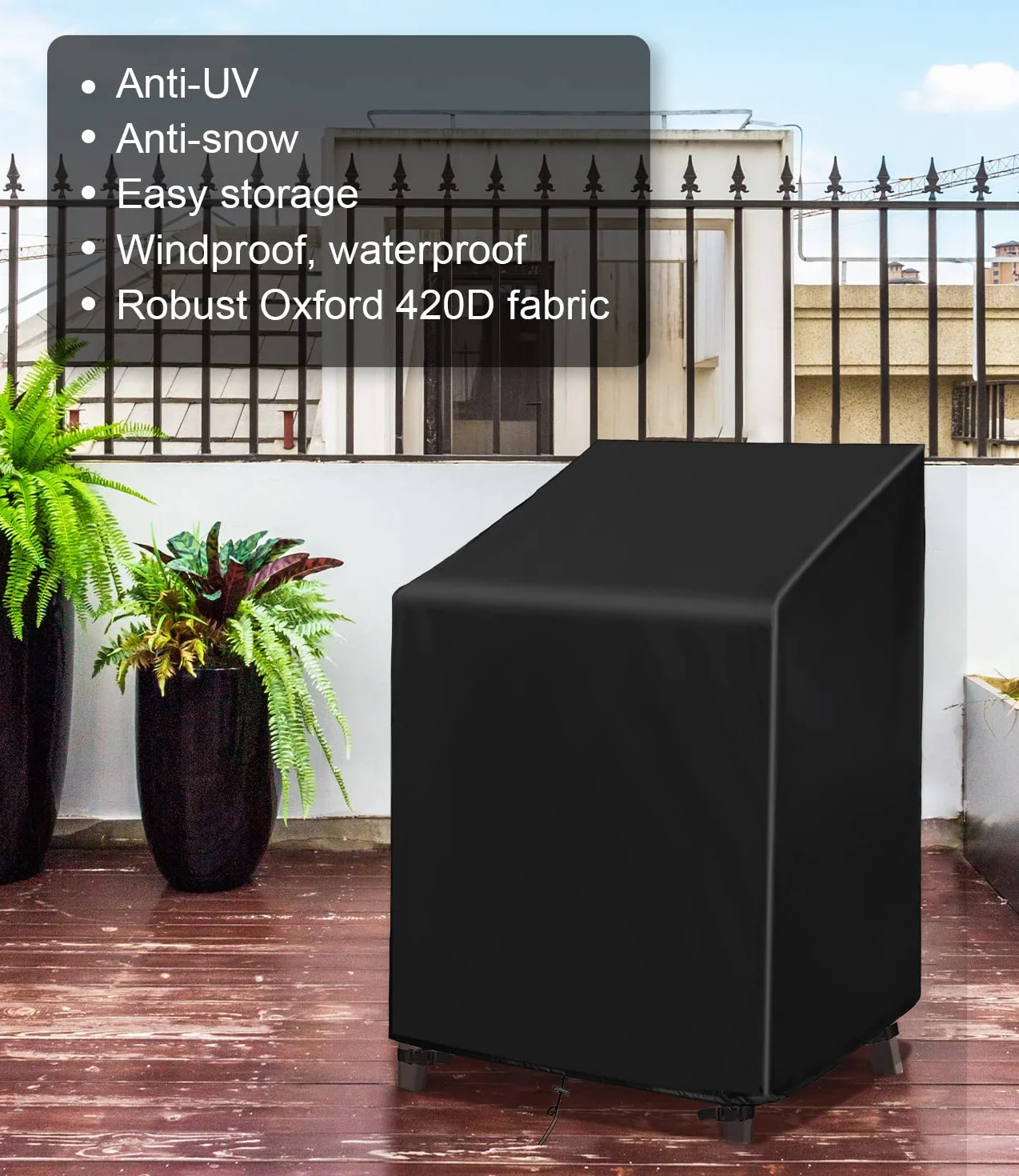 Soulpala® Pokrowiec ochronny na krzesła ogrodowe 68x68x80/120 cm 420D wodoszczelny UV