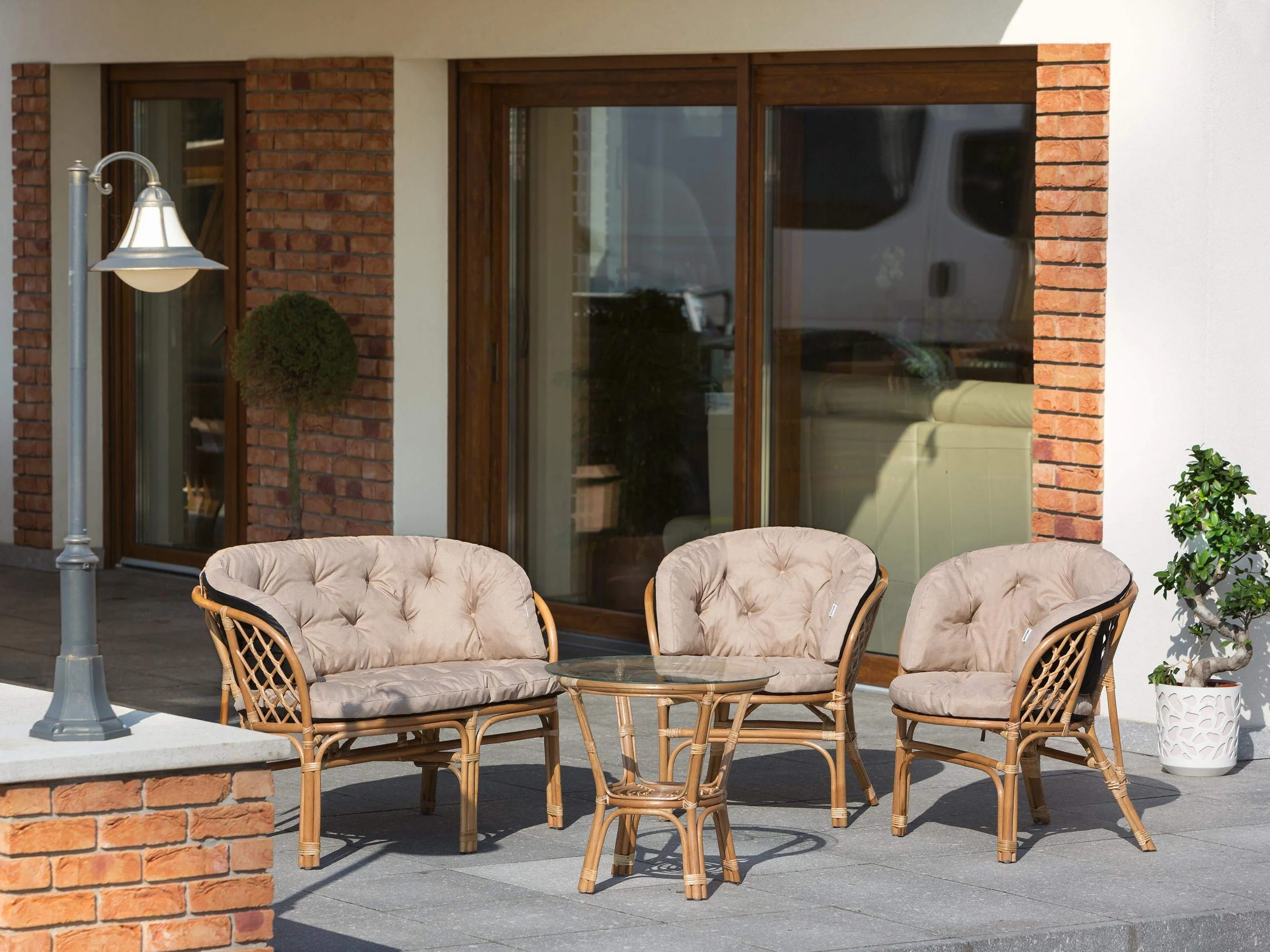 PillowPrim Poduszki do mebli rattanowych, zestaw rattanowy, zestaw poduszek na ławkę, poduszki rekreacyjne do leżaków słonecznych, poduszki do sofy 100x50x38 cm beżowe