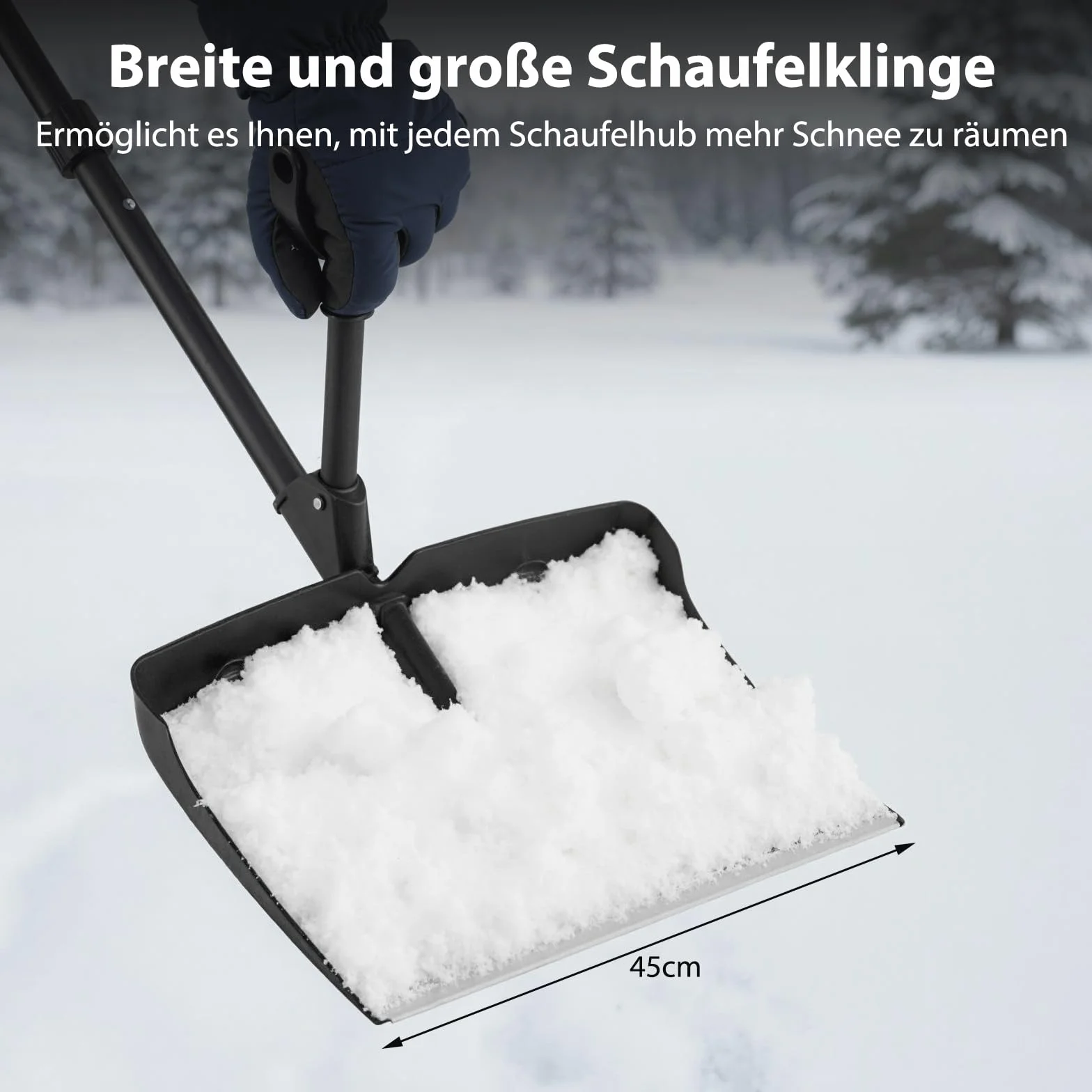 GOPLUS Łopata do śniegu 405 mm 135 cm aluminiowa listwa ochronna uchwyt D-Grip