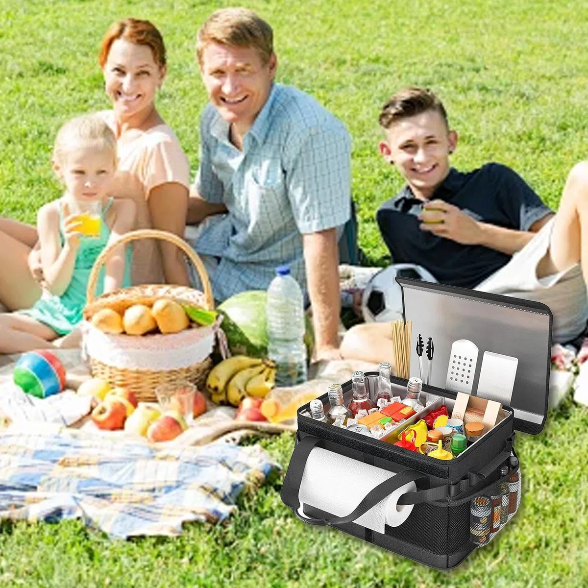 Torba piknikowa | składana o dużej pojemności - pudełko na lunch wielokrotnego użytku | do parku kempingu podróży rekreacji na świeżym powietrzu plaża grill rodzinna wycieczka