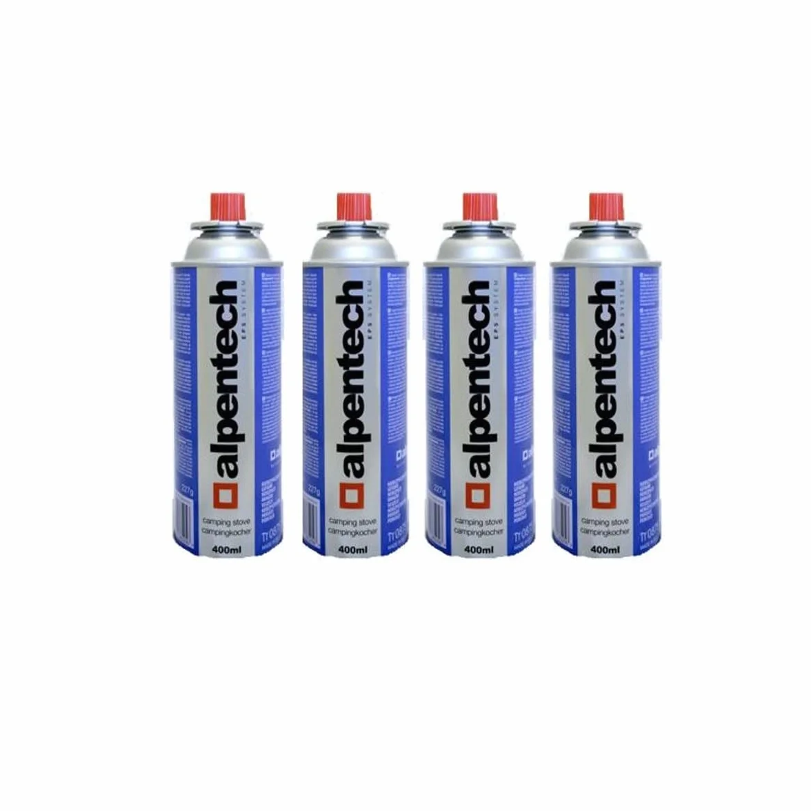 ALPENTECH - Wkład gazowy kempingowy 4 x 250 g butanowy UN2037 zatrzaskowe wkłady do kuchenek chwastów i lamp kempingowych