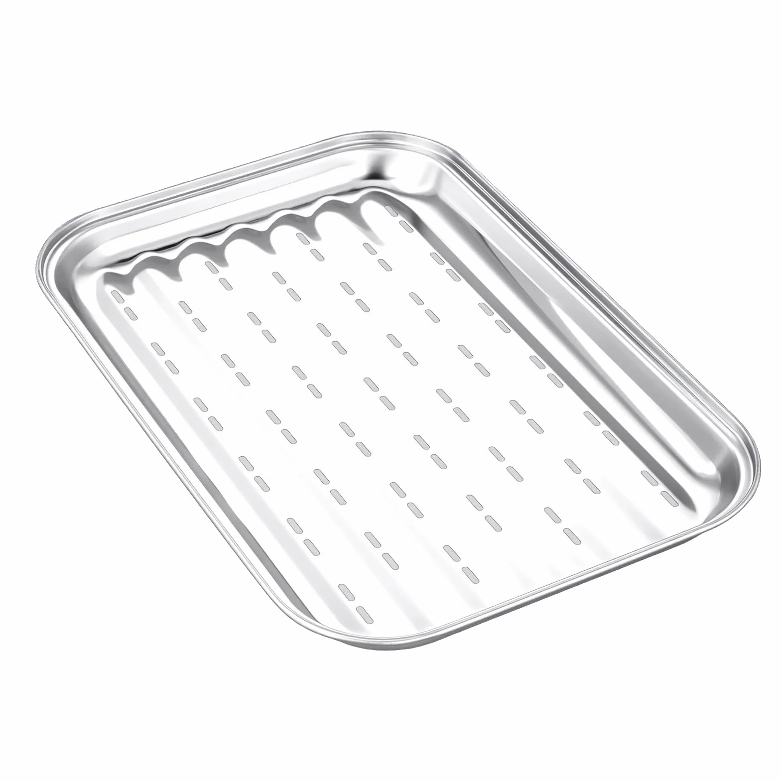 3 sztuki tacki do grilla ze stali nierdzewnej, 34,5 x 24,2 x 2,7 cm, prostok?tny kosz do grilla, piekarnika