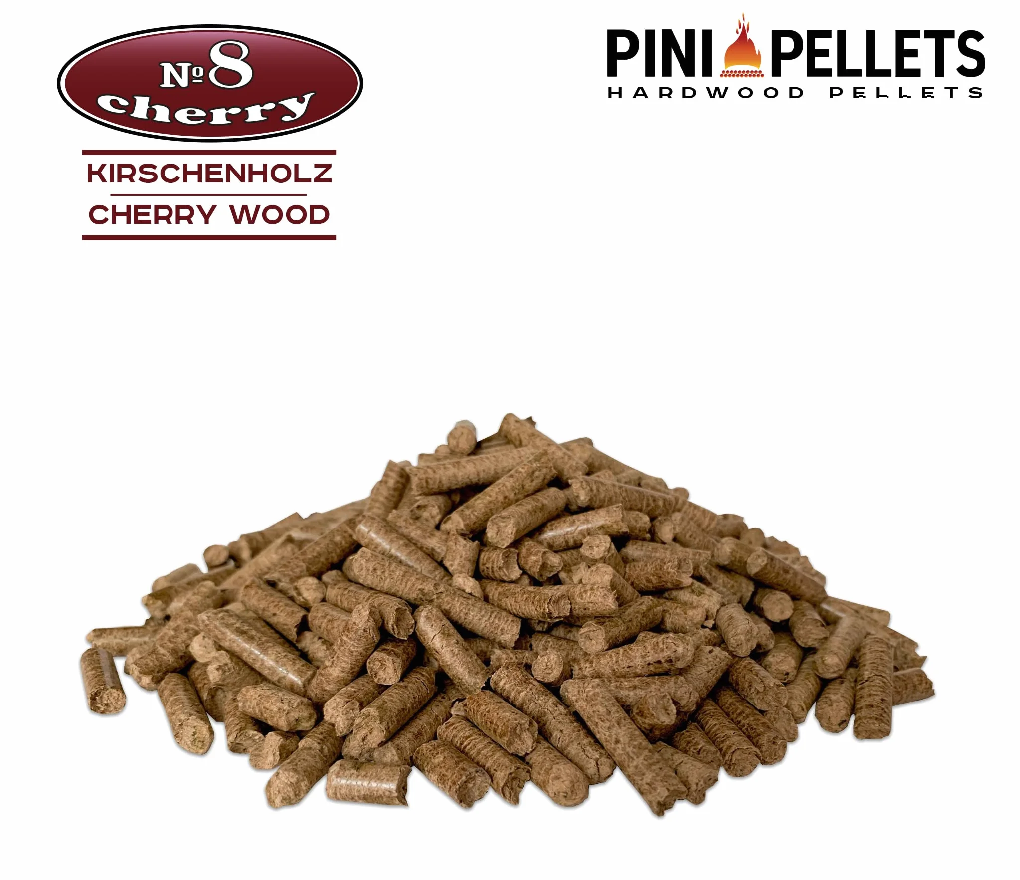 PINI Pellet grillowy № 8, wiśnia, 10 kg, pellet z twardego drewna do grillowania, wędzenia