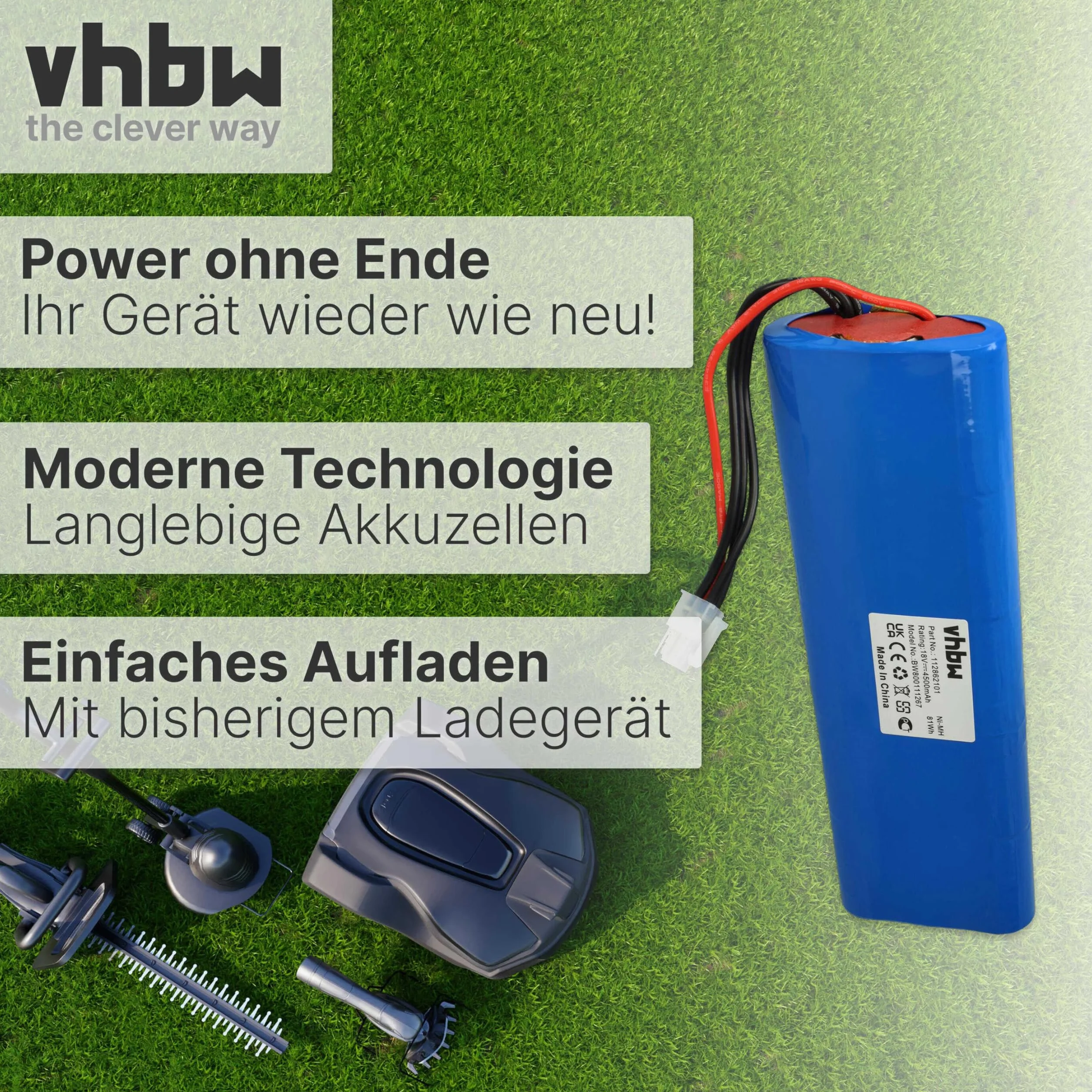 Vhbw NiMH akumulator 4500 mAh 18 V do kosiarek automatycznych 1128621-01