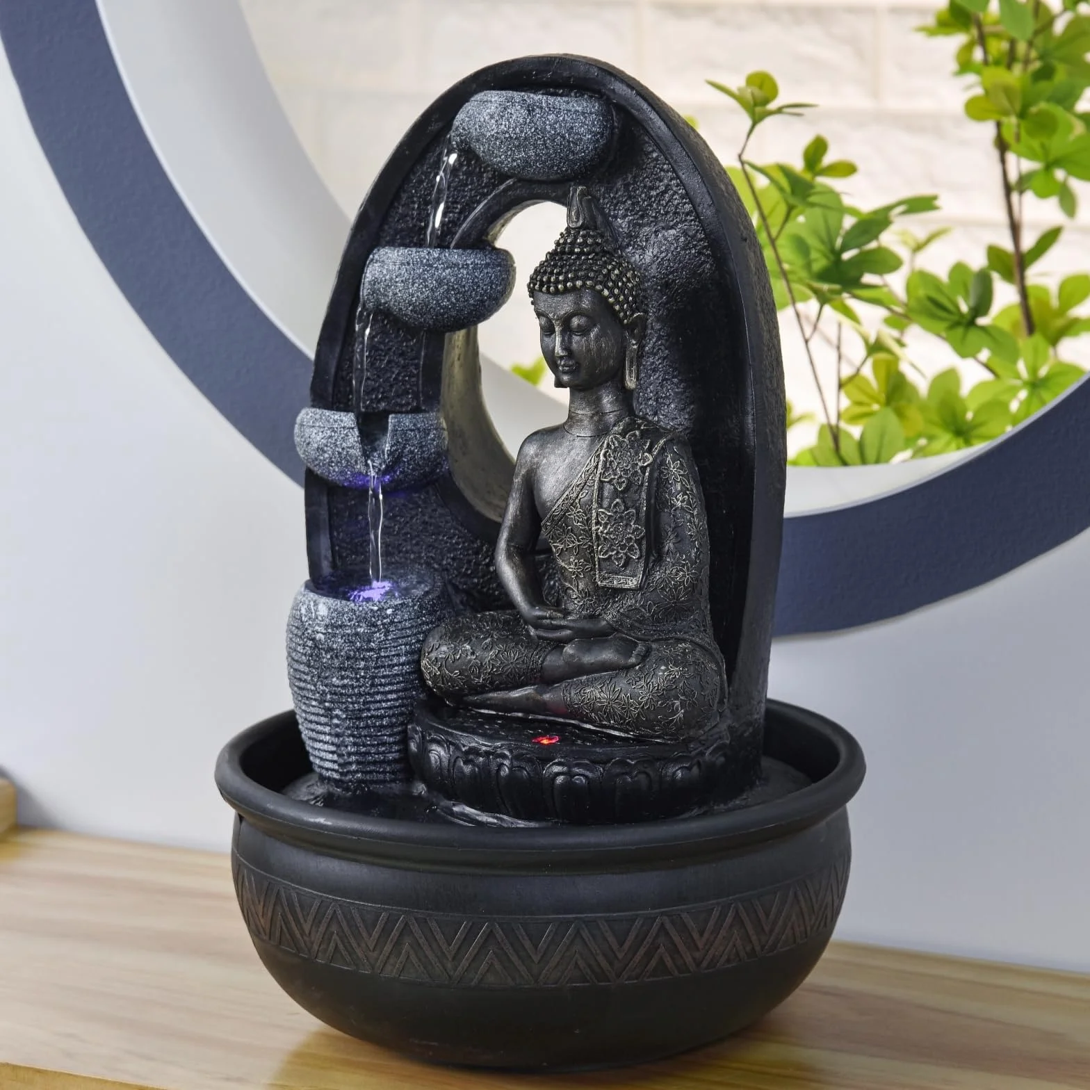 Zen'Light Harmonie fontanna z żywicy poliestrowej, czarna, 26 x 16 x 40 cm