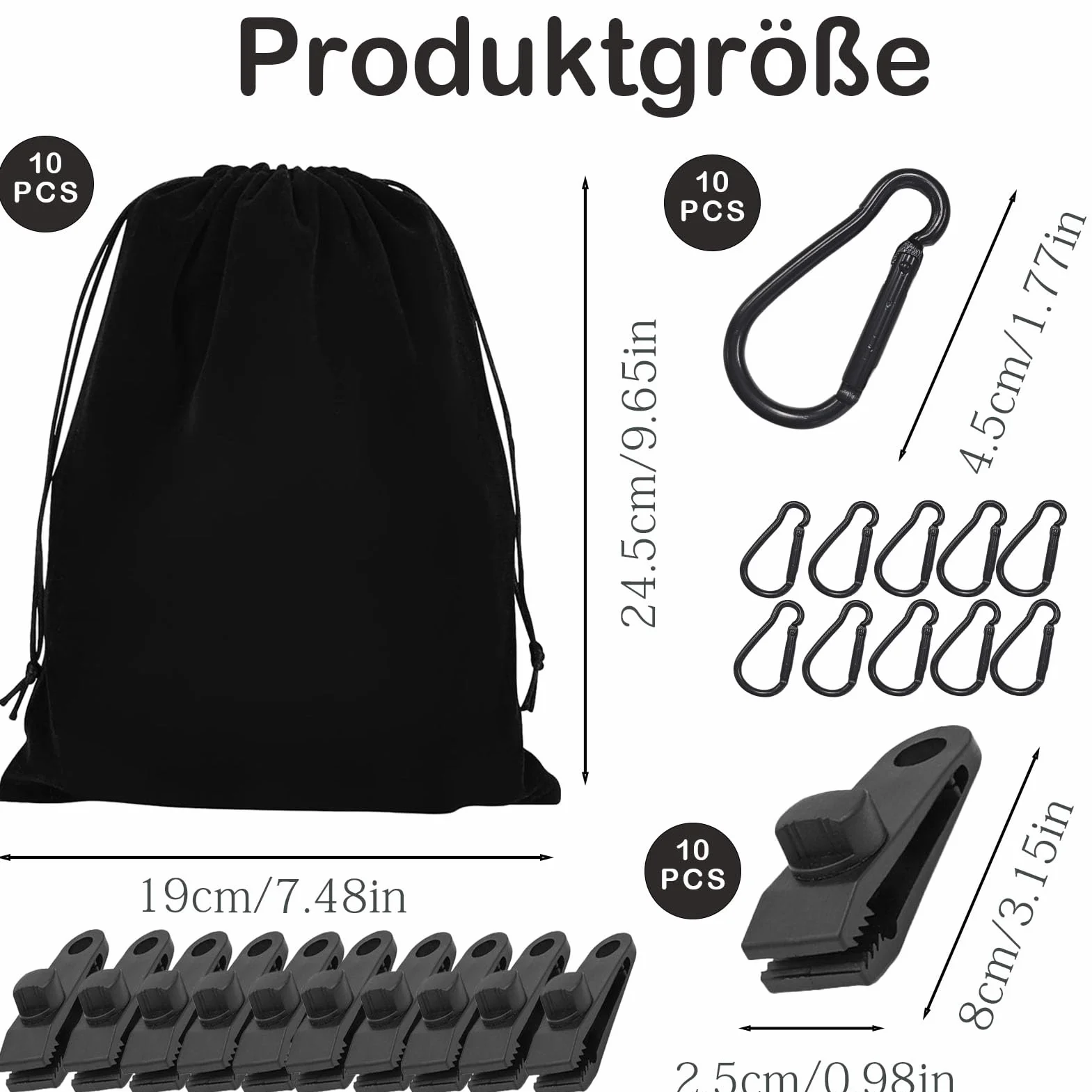 Ruikdly 10 sztuk Przenośna torba z ciężarami do zasłon pawilonu na zewnątrz, z 10 torbami z ciężarami, 10 klamrami namiotowymi i 10 karabinkami, torba z piaskiem, ciężary do pawilonu, ogrodu