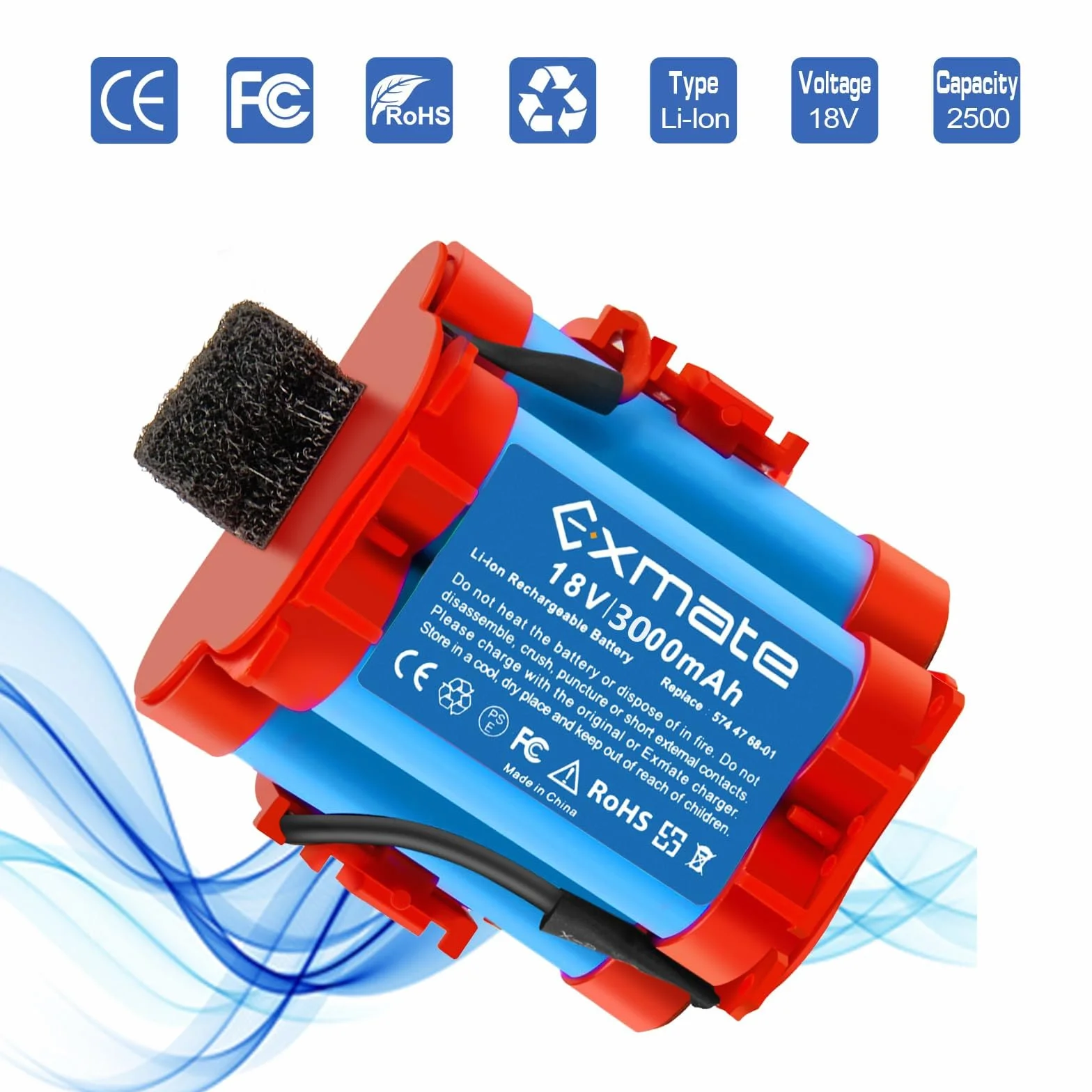 Exmate 18 V 3.0 Ah 574 47 68-01/02/03 586 57 62-02 akumulator litowo-jonowy do Gardena R38Li R40Li R45Li R50Li R70Li R70Li, Flymo 1200R, Husqvarna Automower 105, 305 308 308 8X