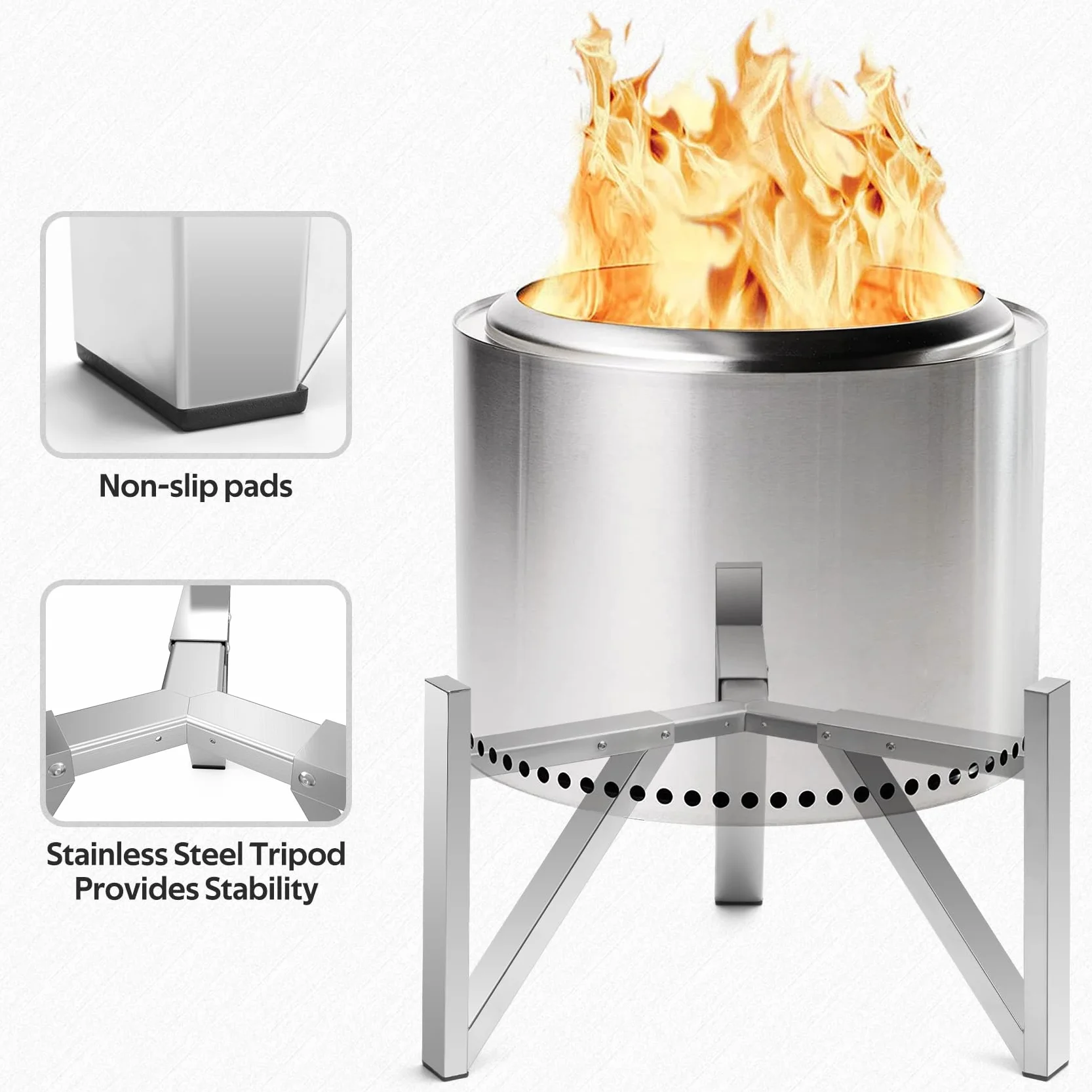 Onlyfire Stojak do paleniska Solo Stove Ranger 38,1 cm i Bonfire 49,5 cm, akcesoria do paleniska ze stali nierdzewnej, narzędzia do kominków zewnętrznych