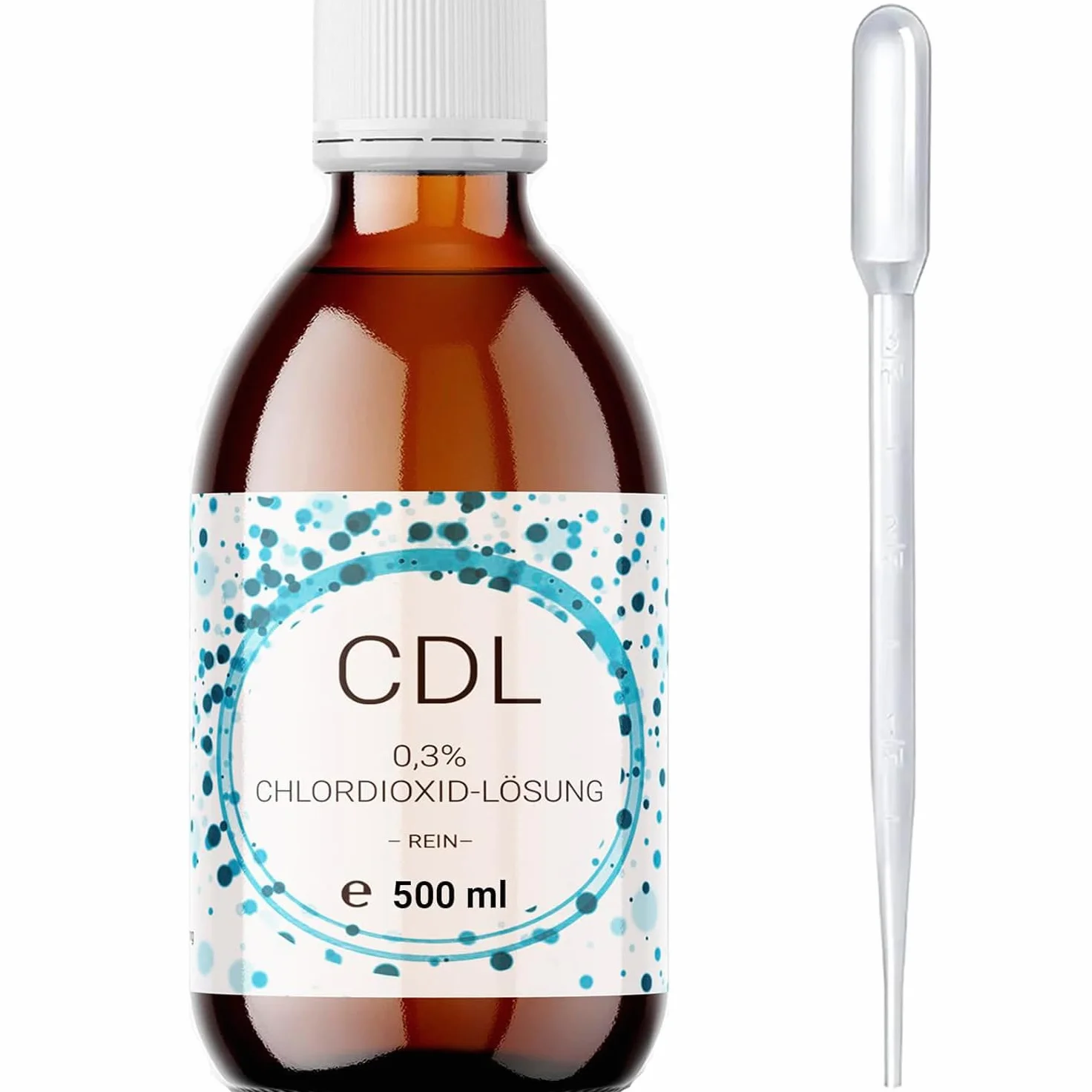 500 ml roztwór dwutlenku chloru CDL/CDs 0,3%, destylowany, szklana butelka z kroplomierzem dozującym