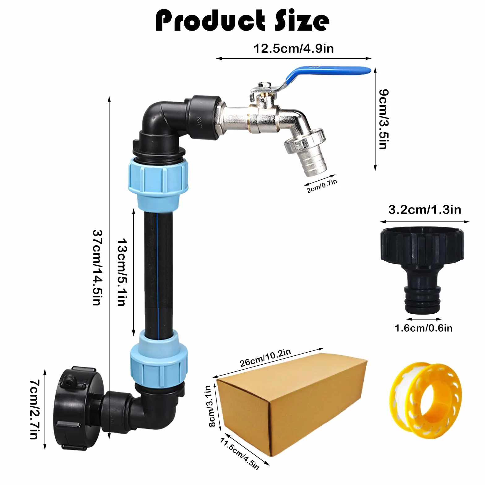 Mosiężny Kran IBC 3/4" S60x6 Adapter Odpływowy do Zbiornika na Wodę Deszczową 1000l
