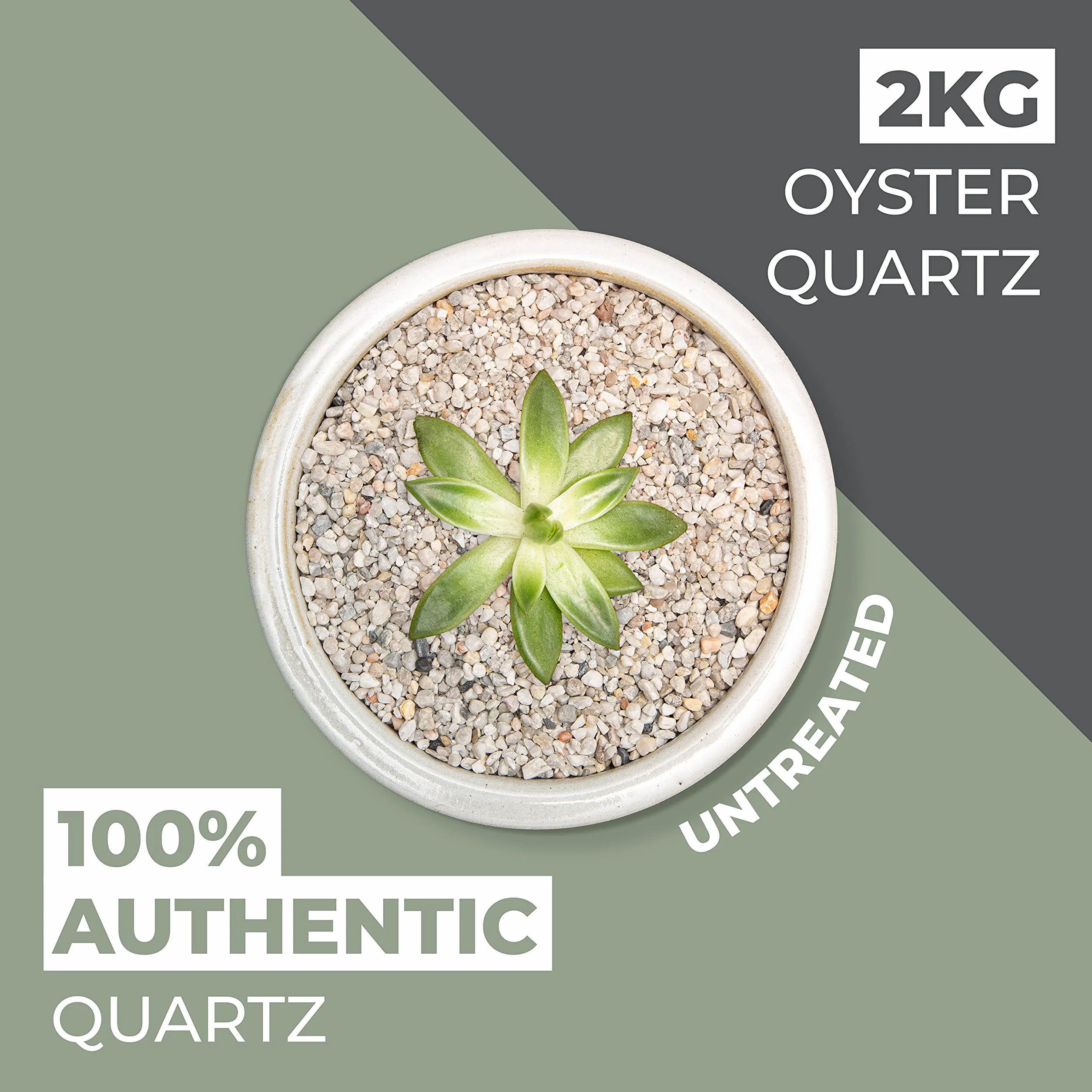 Naturalny świat kamienie ozdobne do roślin – piękne naturalne kamienie | 2 kg | średnica 5 mm | idealne do doniczek na rośliny wewnątrz i na zewnątrz | do domu, ogrodu, doniczek i (kwarc ostrygowy)