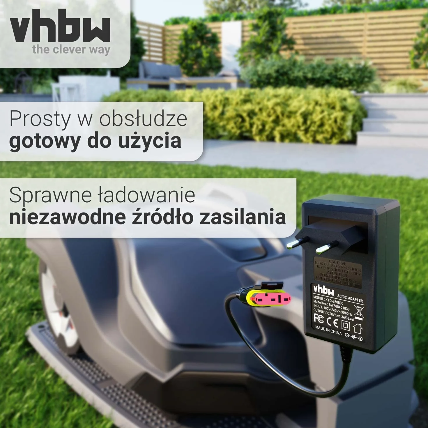 vhbw Zasilacz 28 V kompatybilny z Husqvarna Automower 105, 310, 315, 315X, 305, 310 Mark II, 315 Mark II, robot kosiarka