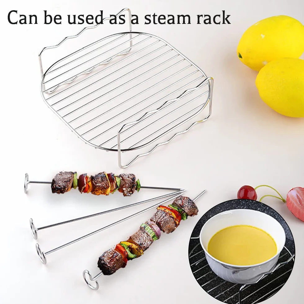 Akcesoria do frytkownicy na gorące powietrze, akcesoria dellyy Airfryer, stojak do frytkownicy powietrznej 17 cm, stojak do frytkownicy powietrznej, stal nierdzewna, zestaw rusztu do pieczenia, z