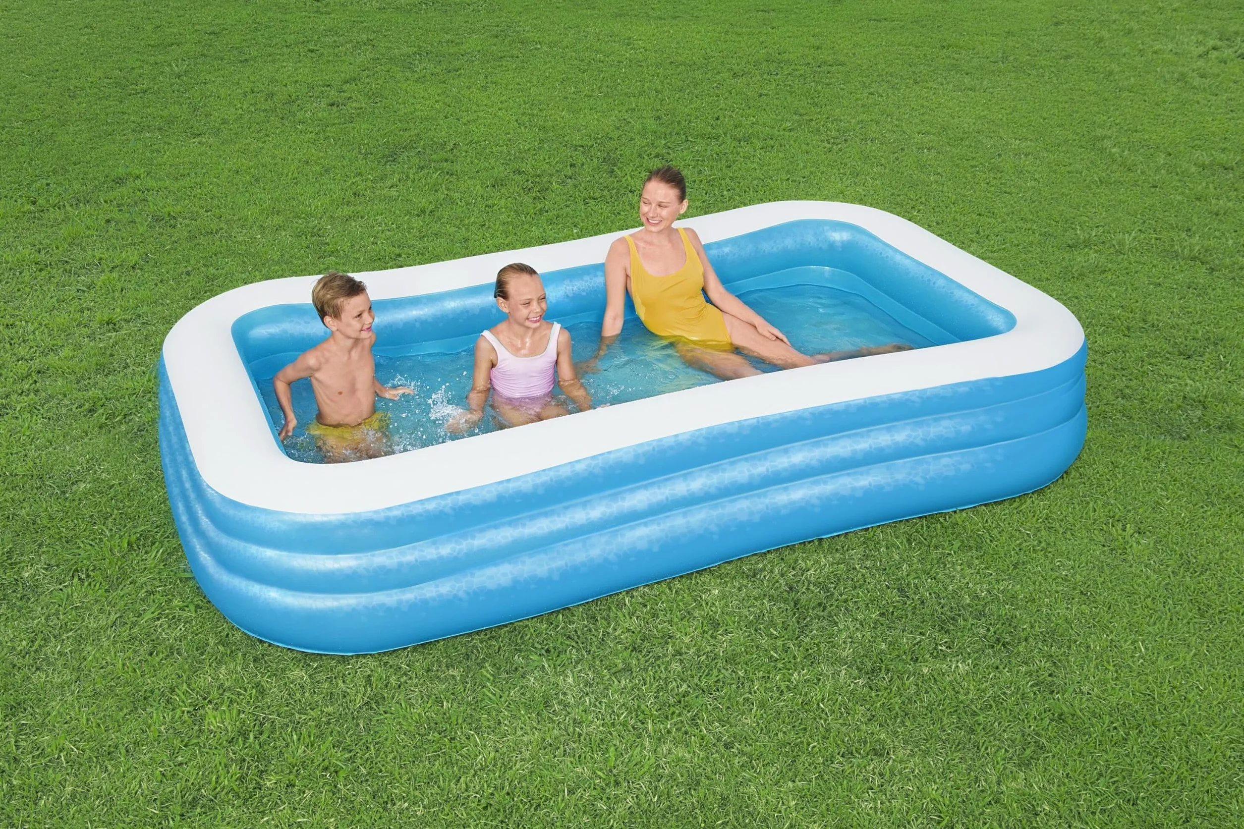 Bestway 54009-17 Dmuchany Basen Ogrodowy, 1302 L, Biały/Niebieski, 305 x 183 x 56 cm