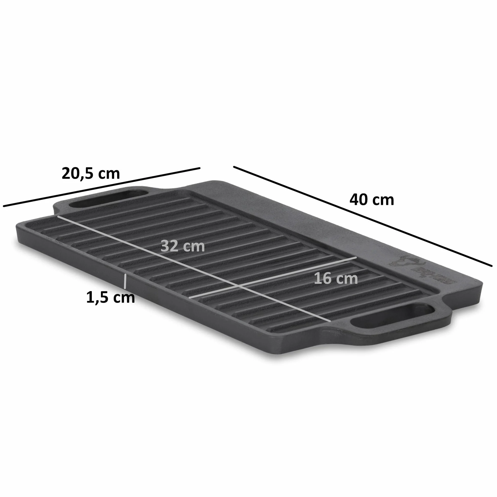 BBQ-Toro Żeliwna blacha do pieczenia 40x20,5 cm obustronna patelnia grillowa