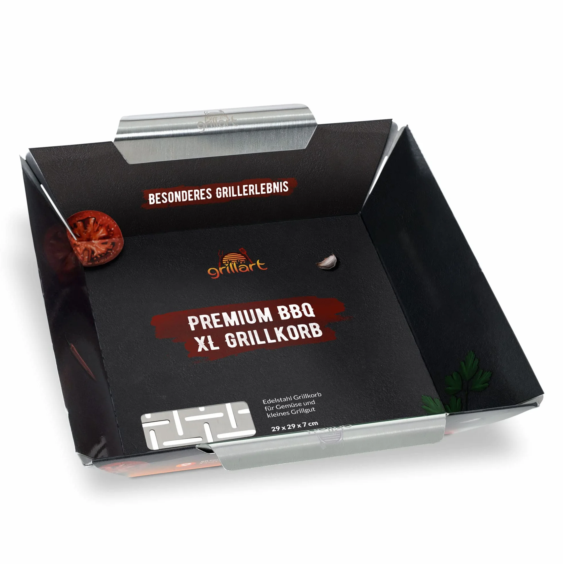 grillart® Premium XL Ruszt do grilla ze stali nierdzewnej jako kosz na warzywa, ruszt do grillowania ryb i tacka do grilla – uniwersalnie używany i szczególnie trwały ruszt do grilla - idealne