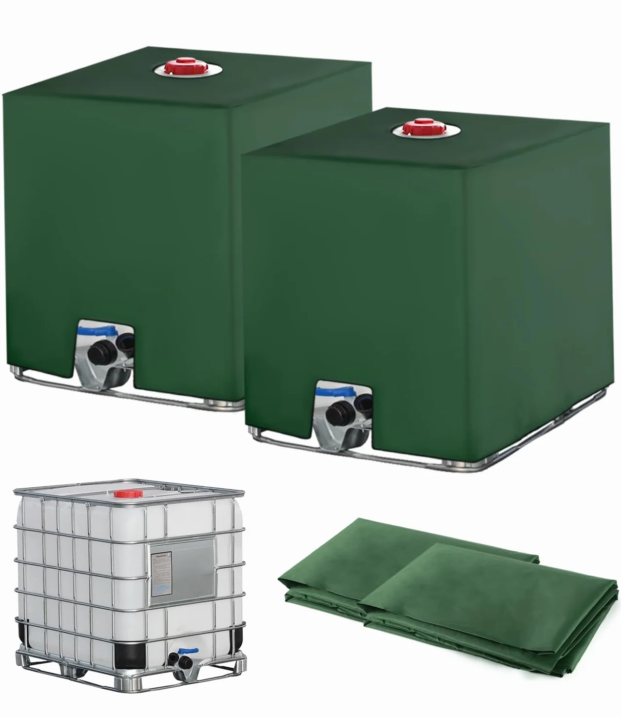 Pokrywa zbiornika na wodę IBC 1000 l pyłoszczelna anty-UV 120x100x116 cm zielona
