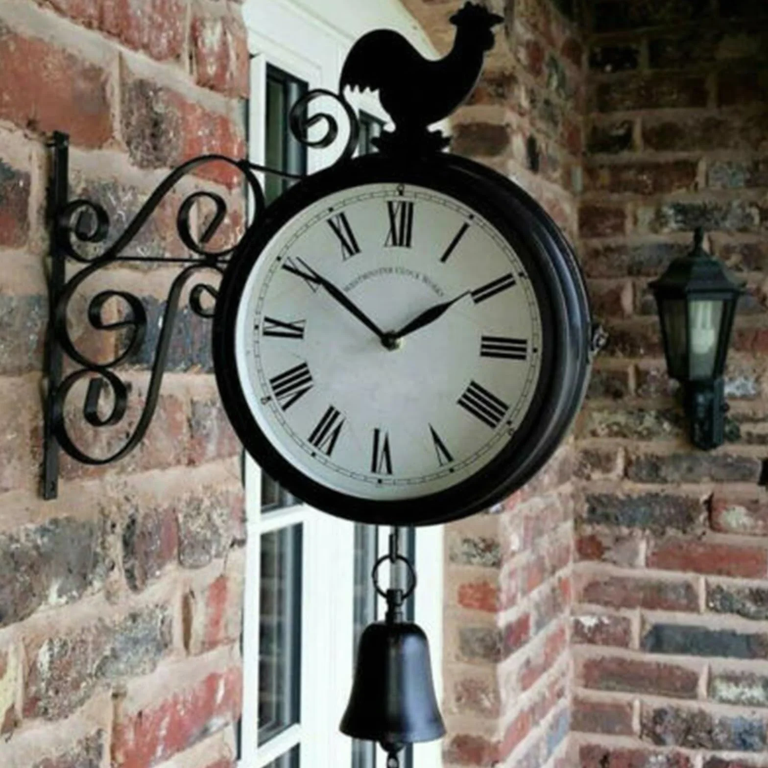 Zegar ogrodowy, zegar dworcowy, na zewnątrz, odporny na warunki atmosferyczne, dwustronny design, zegar outdoorowy do ogrodu, wodoodporny, 20 cm, retro zegar ogrodowy, z uchwytem ściennym, do ogrodu,