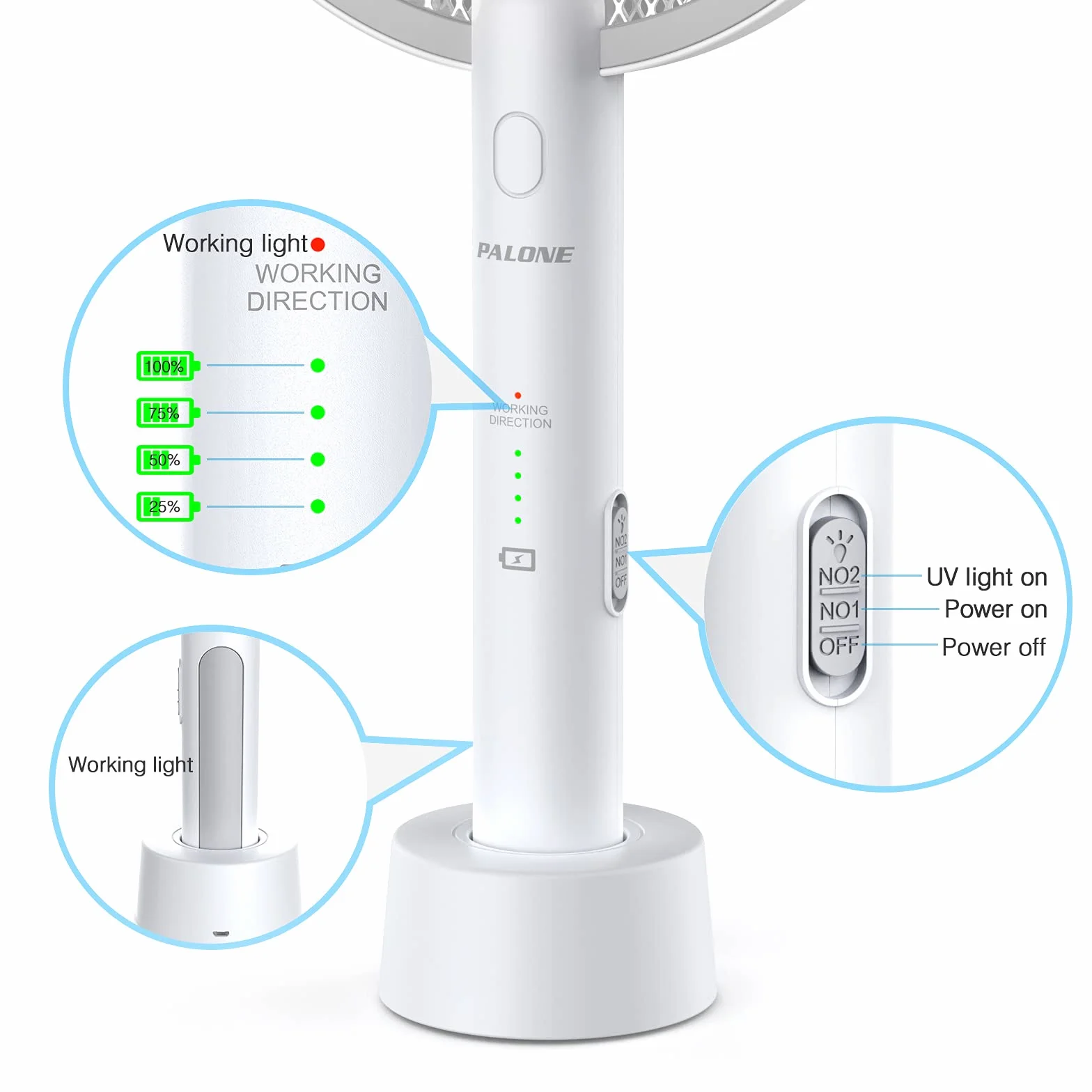 PALONE Fly Zapper 3000 V pułapka na muchy z ładowaniem USB, łapka na muchy, ochrona przed owadami, biały łapacz owadów do komarów, much, pszczół, moli