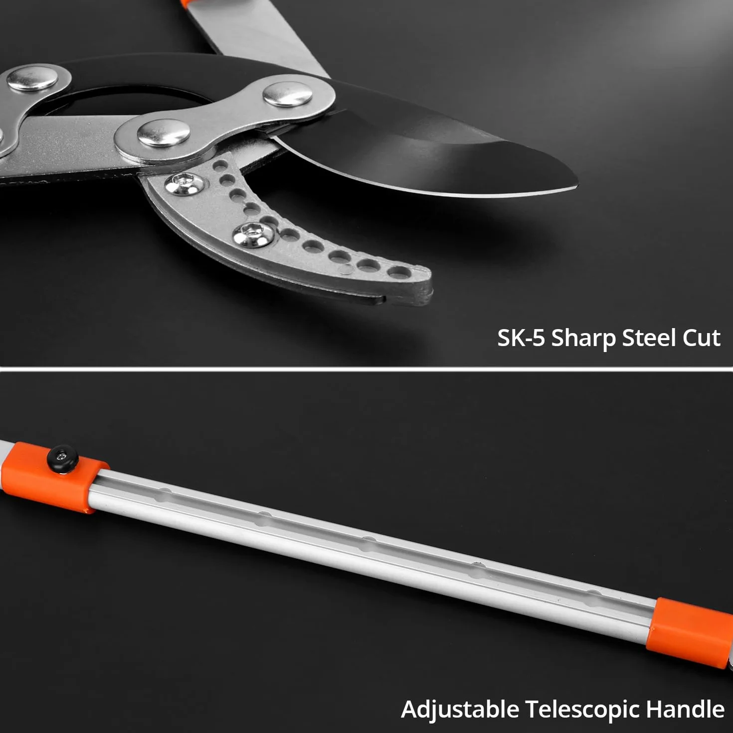 QWORK® Teleskopowe sekatory do gałęzi 68-101 cm, teleskopowe nożyce do gałęzi z regulowanymi uchwytami