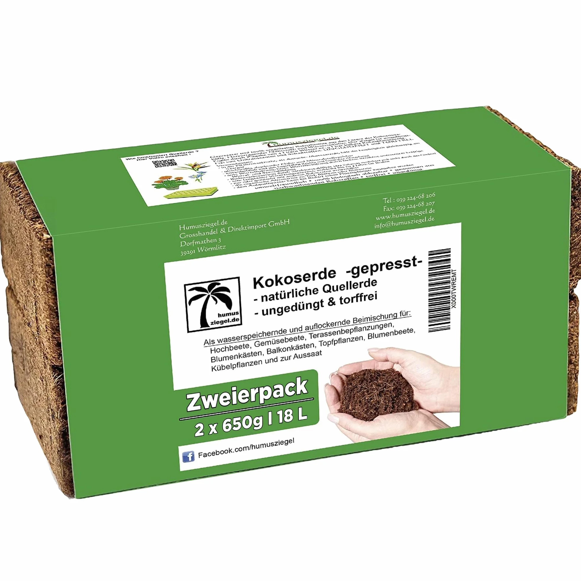 Ziemia kokosowa 18L 2x650g naturalna bez torfu do kwiatów palm roślin pokojowych