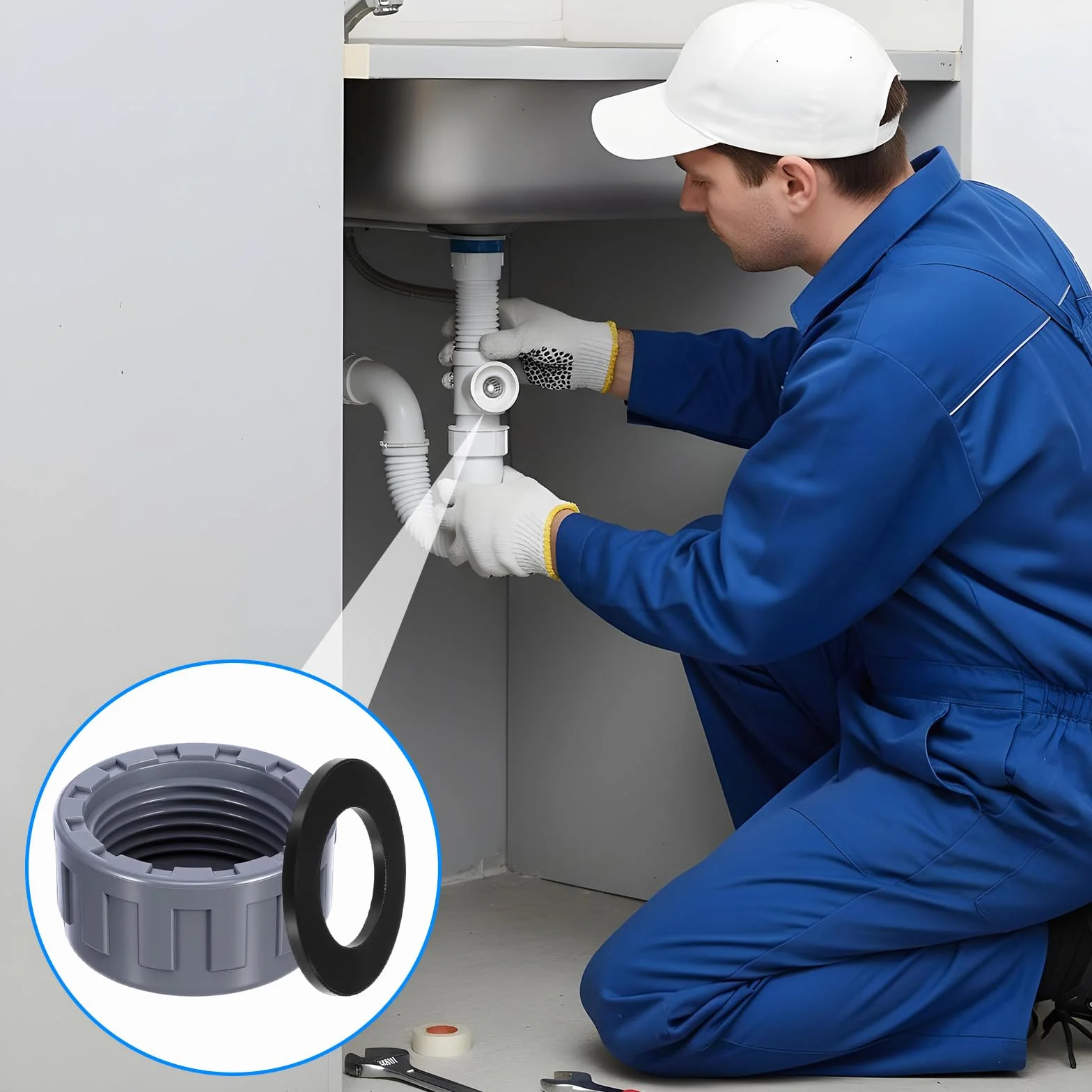 4 sztuki nakrętek gwintowanych PCW 32 mm, okrągły gwint wewnętrzny z 4 uszczelkami PVC zatyczki gwintowane tworzywo sztuczne nakrętka złączka węża wodnego do ogrodu, nasadka zaworu spustowego