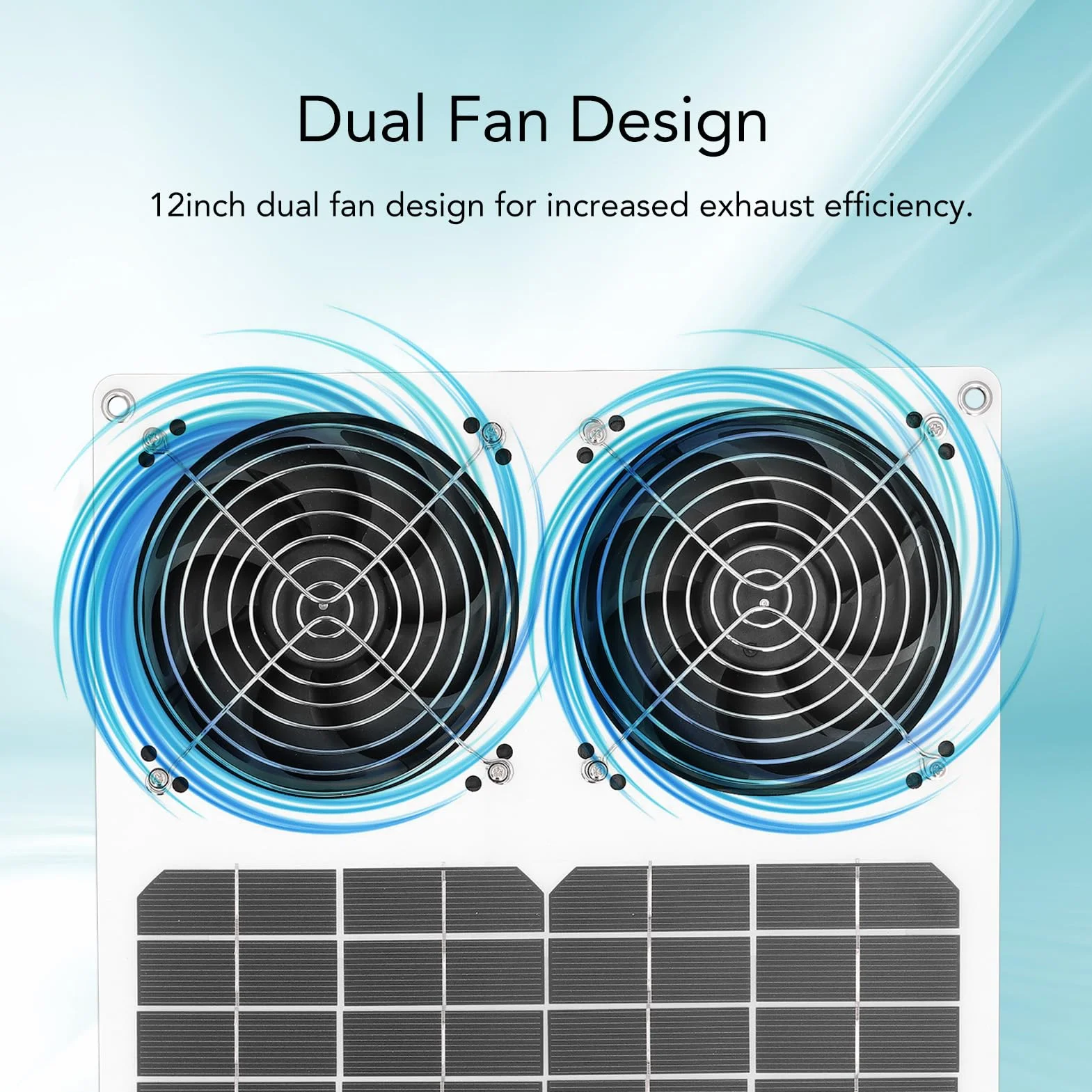 Wentylator Zasilany energią słoneczną, Wentylator Wyciągowy do Paneli Słonecznych o Mocy 100 W, Zestaw 12-calowego Podwójnego Wentylatora Słonecznego dla Szklarni, Kurnika, Szopy