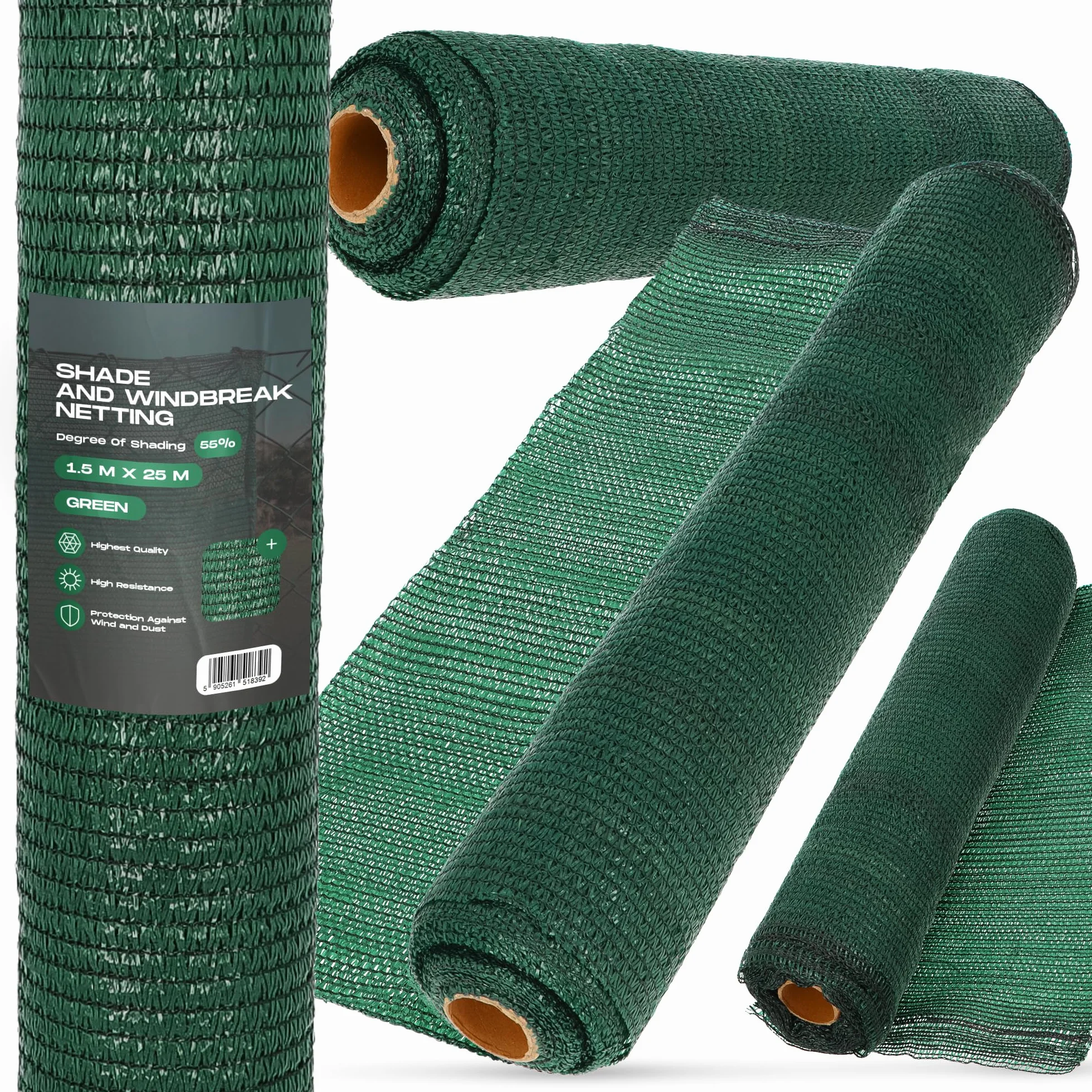 Siatka Cieniująca Tkanina Osłonowa (1,5 m x 25 m 55% | Zielony)