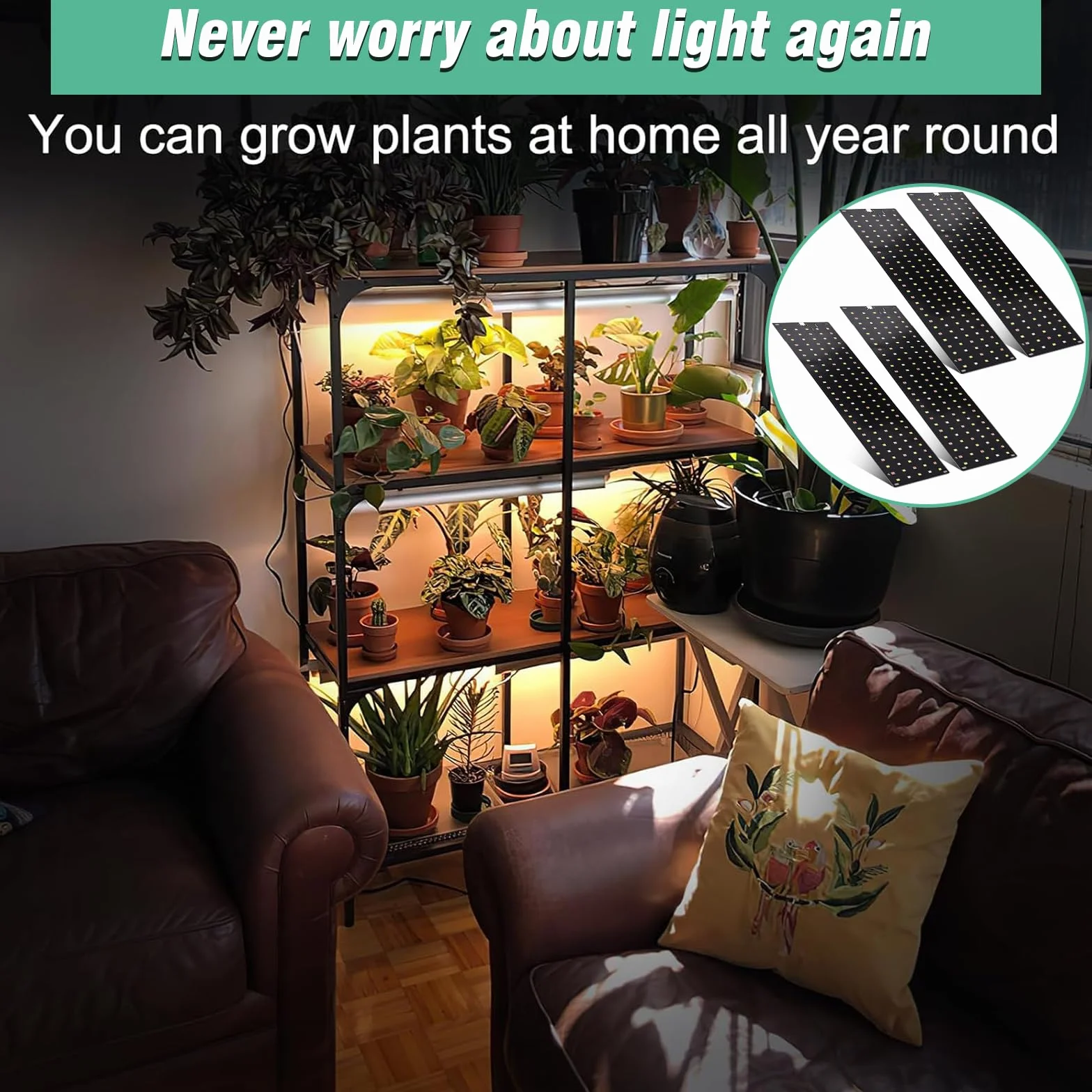 4 sztuki Lampa Roślinna, 540 LEDs Full Spectrum Lampa Roślinna, Lampa LED do Uprawy Roślin ze Timerem 3 Tryby Kolorystyczne 10 Luminancji Światła dla Roślin Pokojowych