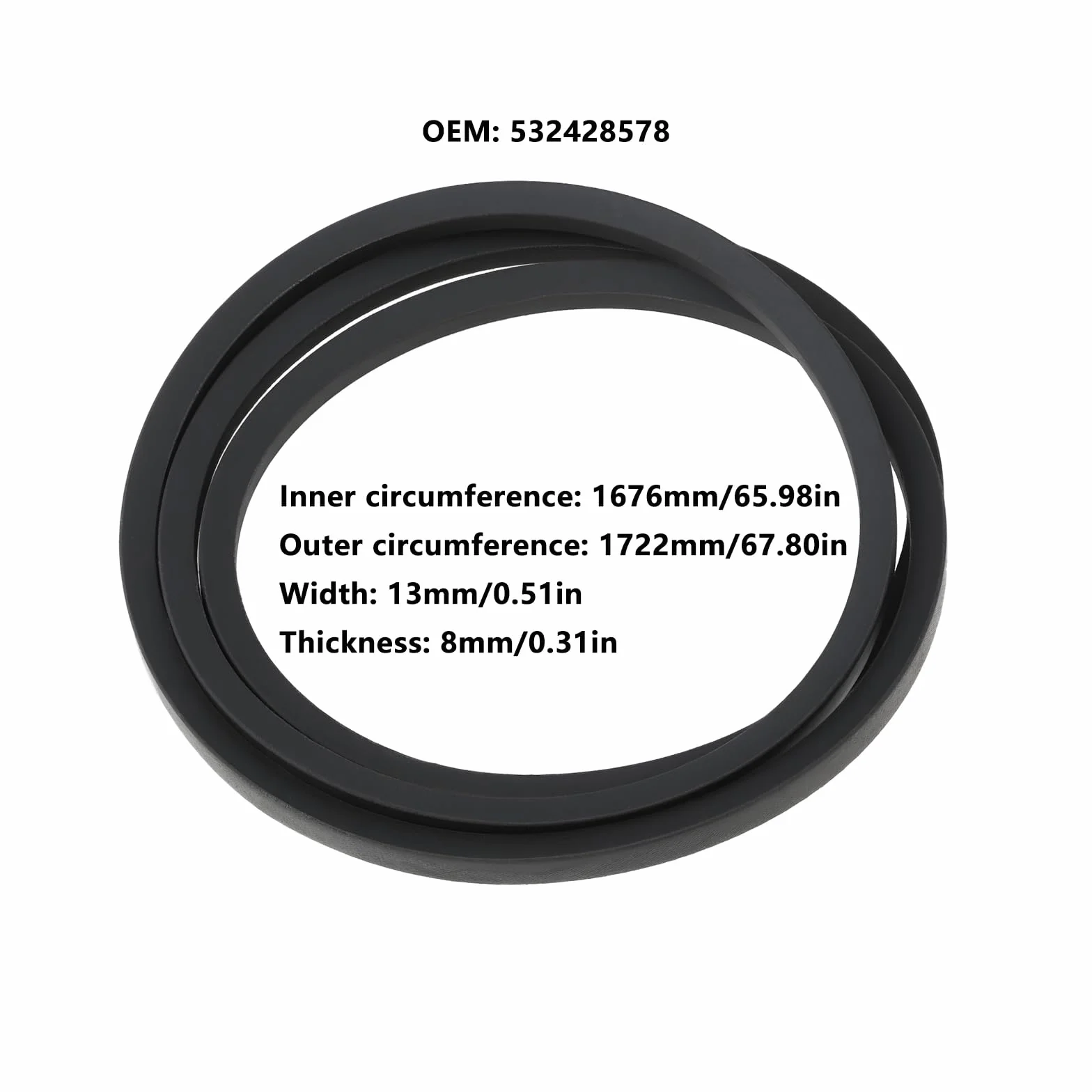 OTOTEC Pasek klinowy do kosiarki 532428578 1676 x 13 x 8 mm kompatybilny z McCulloch MowCart 66