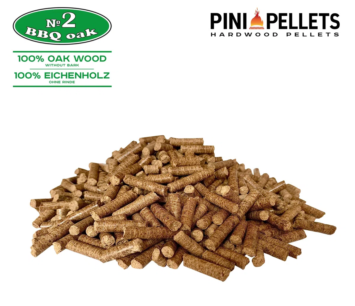 PINI Grillpellets 15 kg – pellet drzewny, 100% dąb, nr 2, do grillowania, wędzenia, również do pieców na pellet
