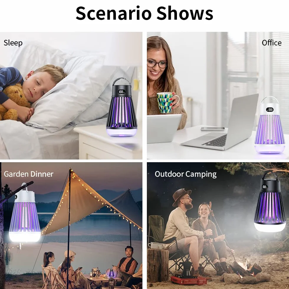 Lampa owadobójcza na komary UV 2000 V ładowalna LED kempingowa