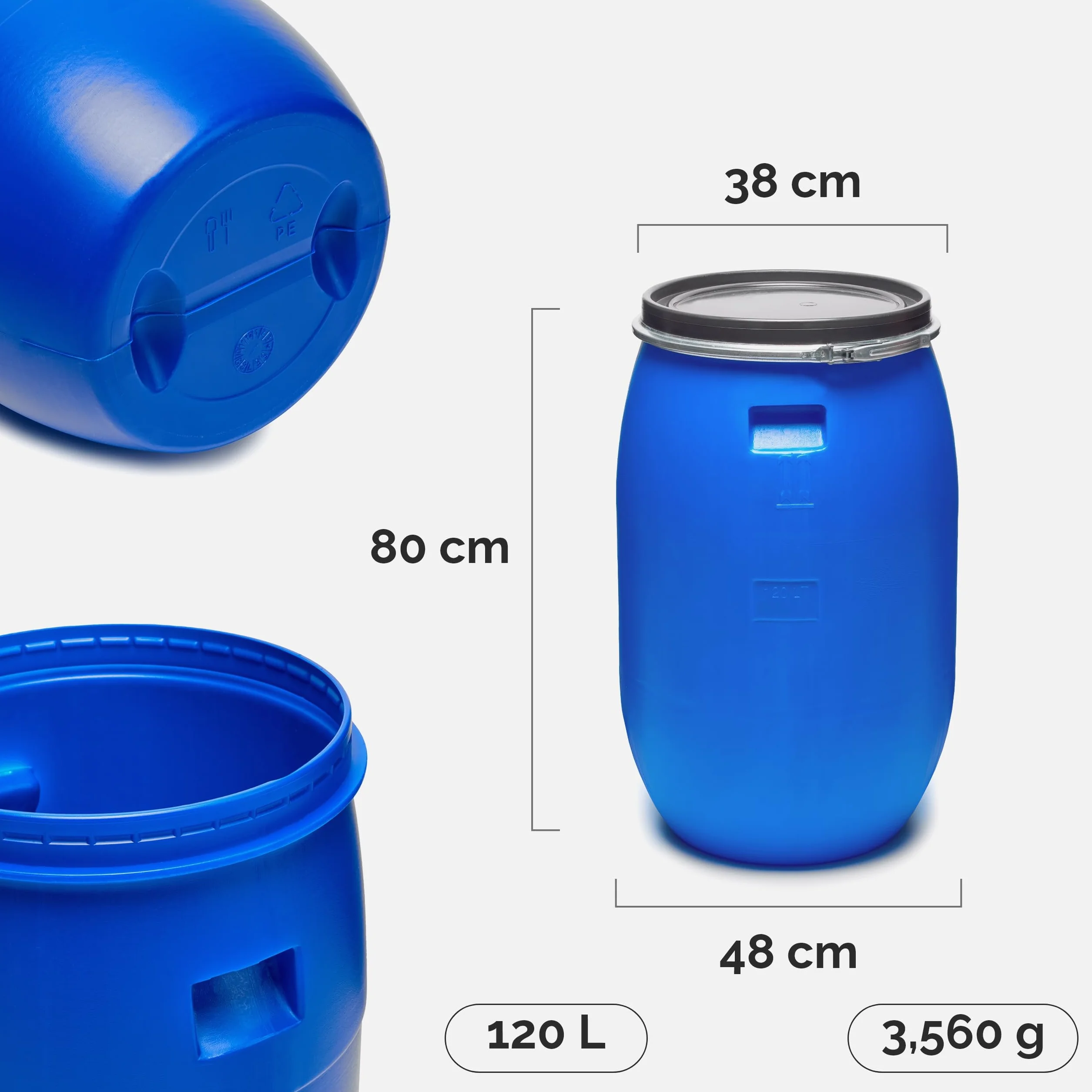Garronda Beczka Plastikowa 120 l do Kiszenia z Uchwytami Kanister GD-0078 (120L)