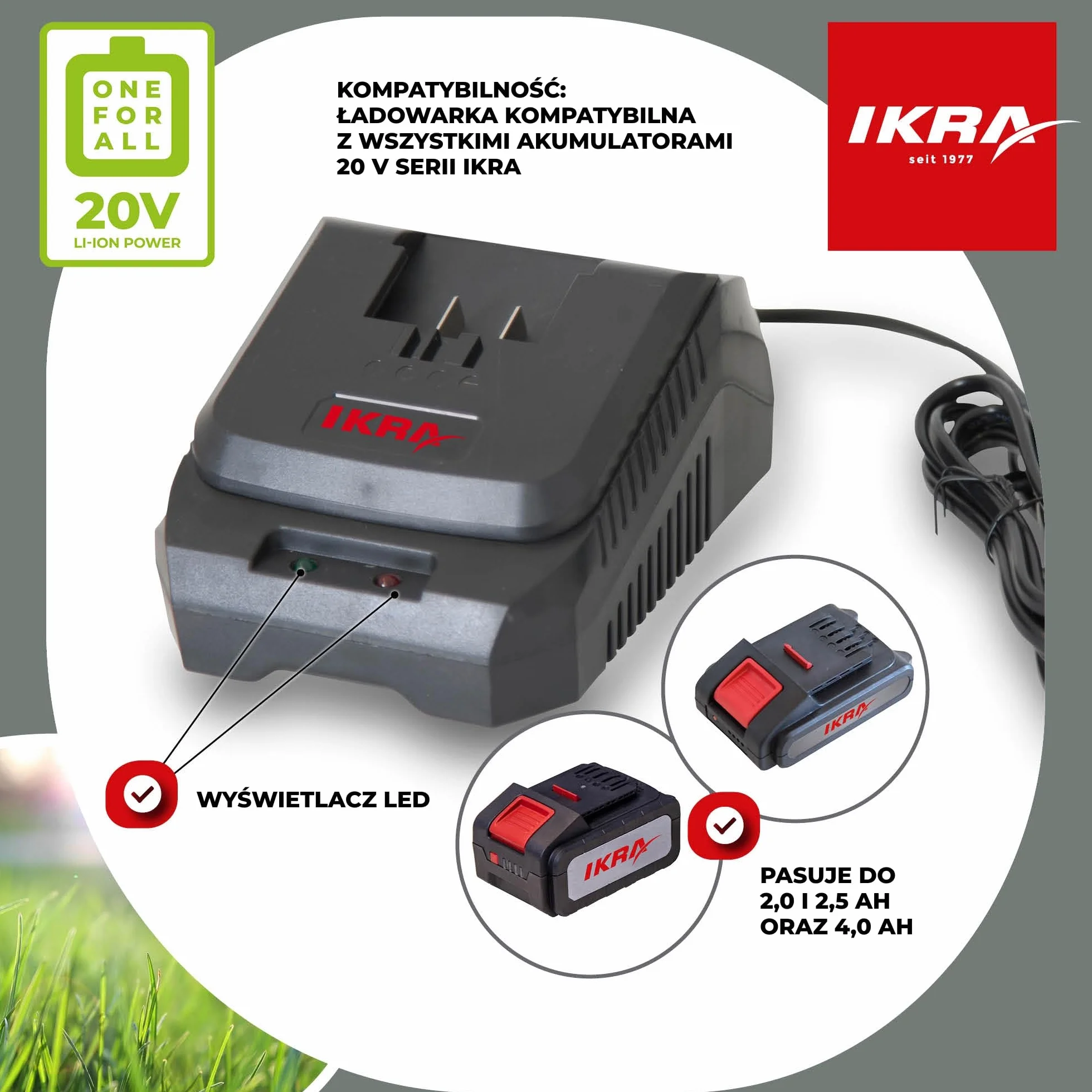 IKRA szybka ładowarka akumulatorów 20V LED stacja ładowania