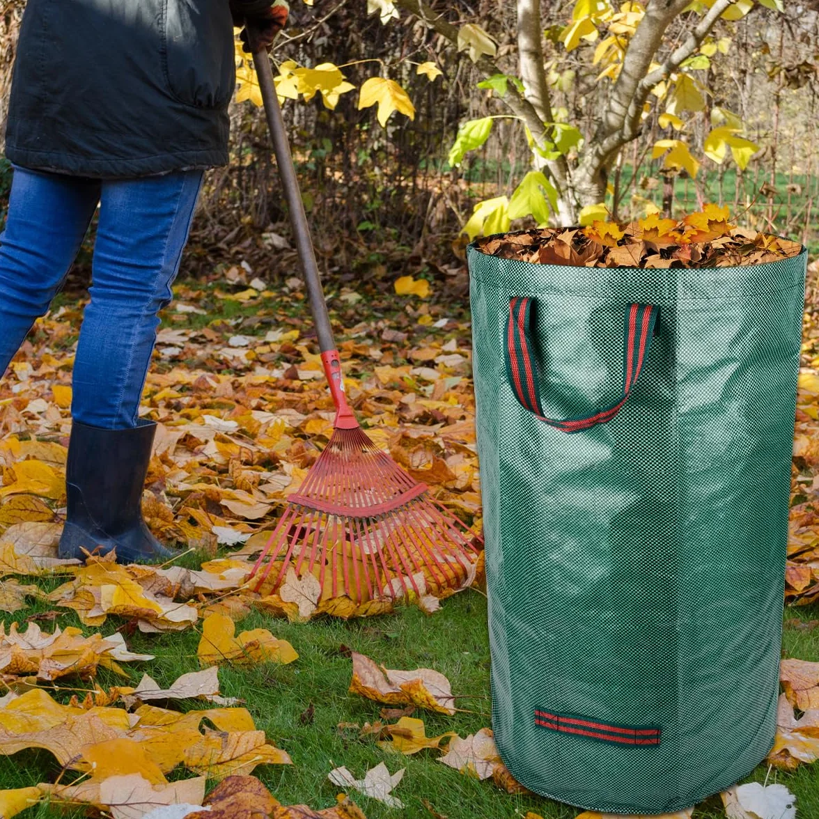 Pojemnik na Odpady Ogrodowe - 3 Worki, Kosz na Zielone Liście i Odpady, Stabilny Worek Ogrodowy