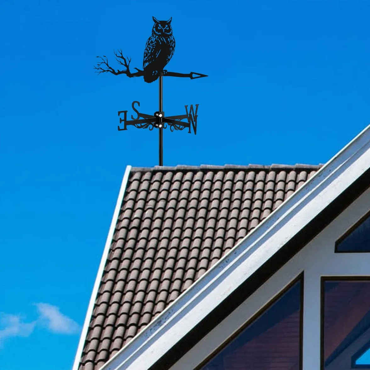 Flaga pogodowa, kurek do ogrodu, wskaźnik kierunku wiatru do dekoracji ogrodu, wiatrowskaz z metalu, na dach, na zewnątrz, dekoracja ogrodu (A)