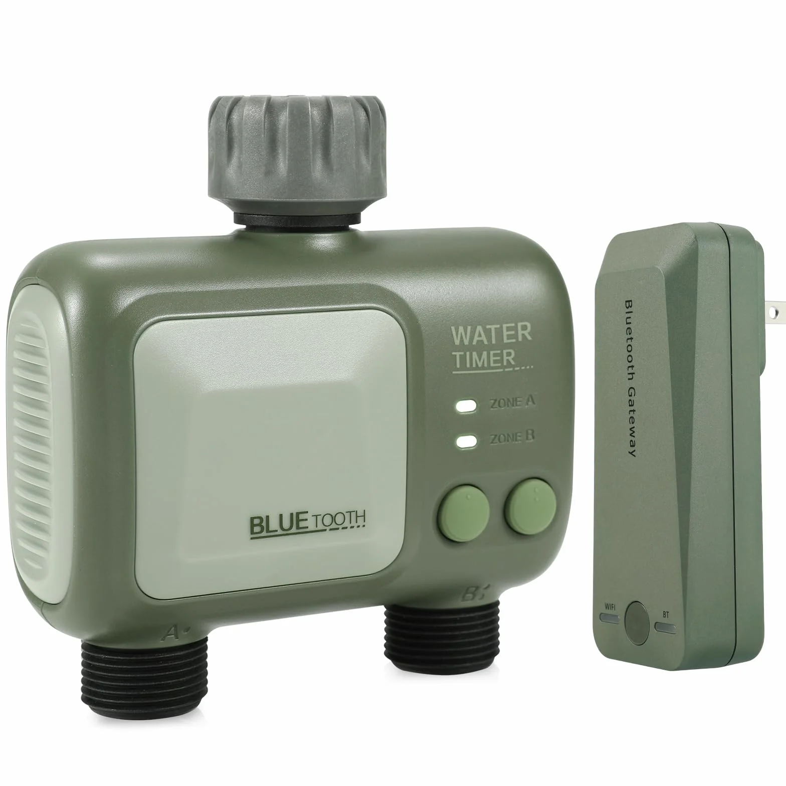 CROSOFMI Komputer nawadniający, 2 wyjścia z Wi-Fi, Bluetooth, timer, automatyczne nawadnianie ogrodu, Wi-Fi, nawadnianie, timer wody, bezprzewodowy pilot zdalnego sterowania, IPX5