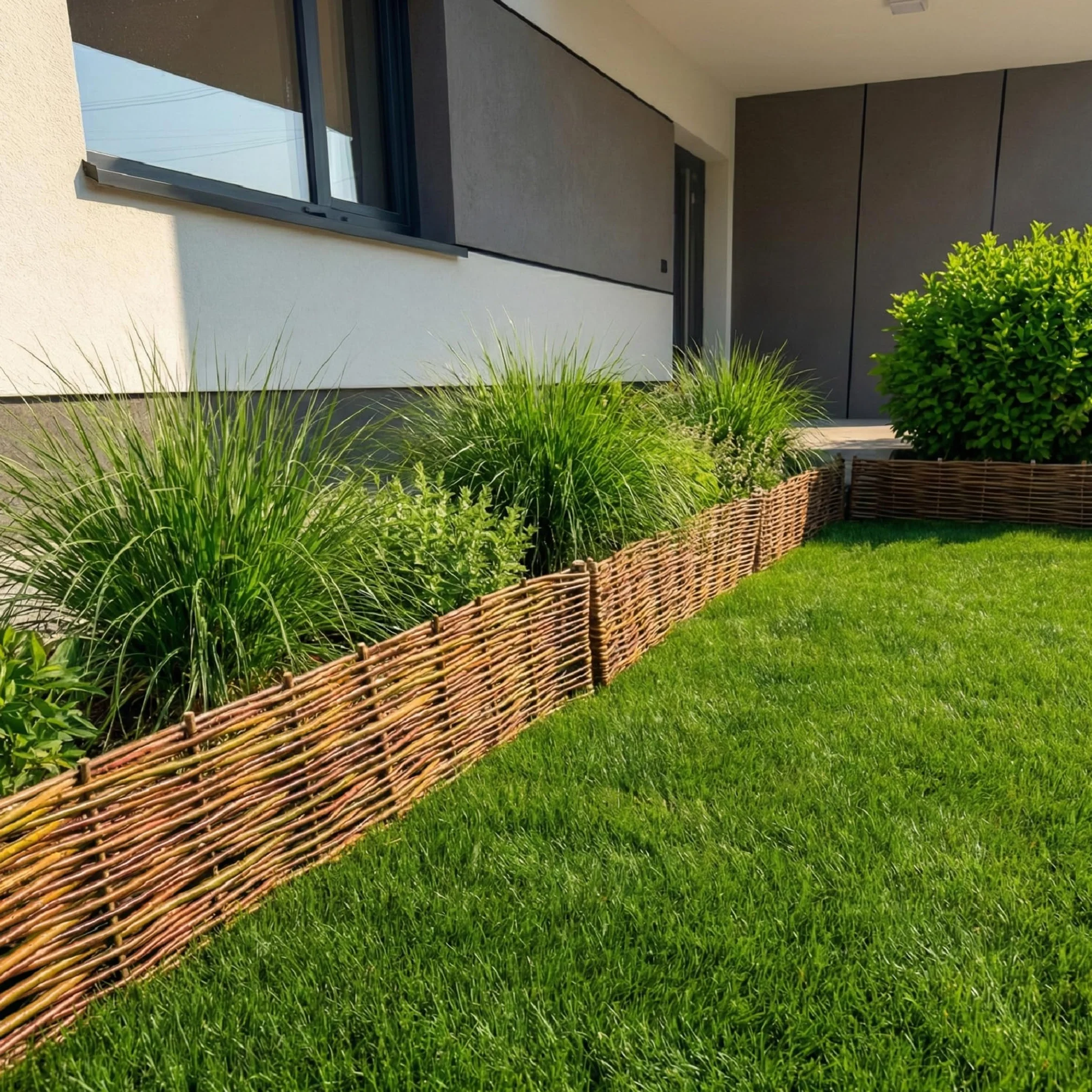 Wiklinowe Obrzeże Ogrodowe 100 cm – Naturalna Palisada Ogrodowa, Płotek Wiklinowy do Rabat i Trawników, Rękodzieło, Odporny na Warunki Atmosferyczne (5)
