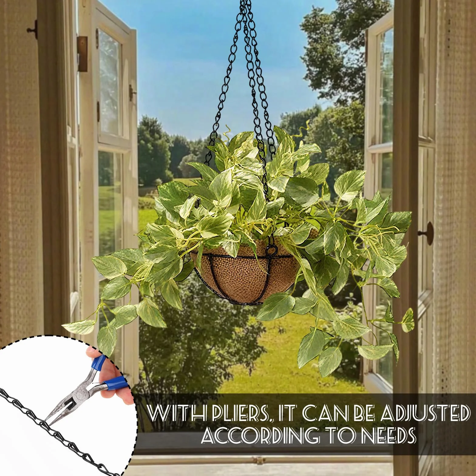 Wiszące łańcuchy do koszyka 40 cm czarny łańcuch do doniczek