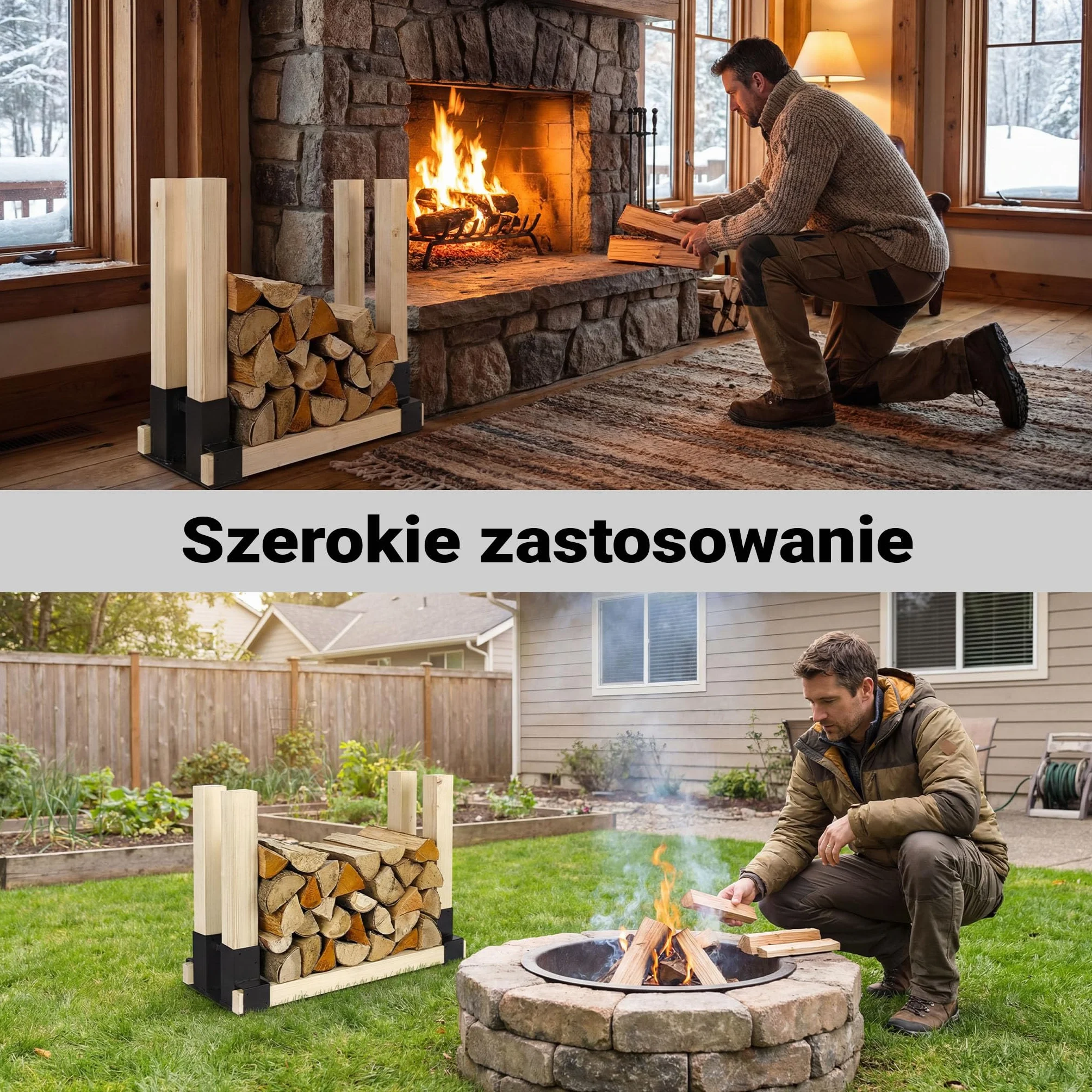 Wiltec Zestaw wsporniki do stojaka na drewno 2 szt., stal malowana proszkowo