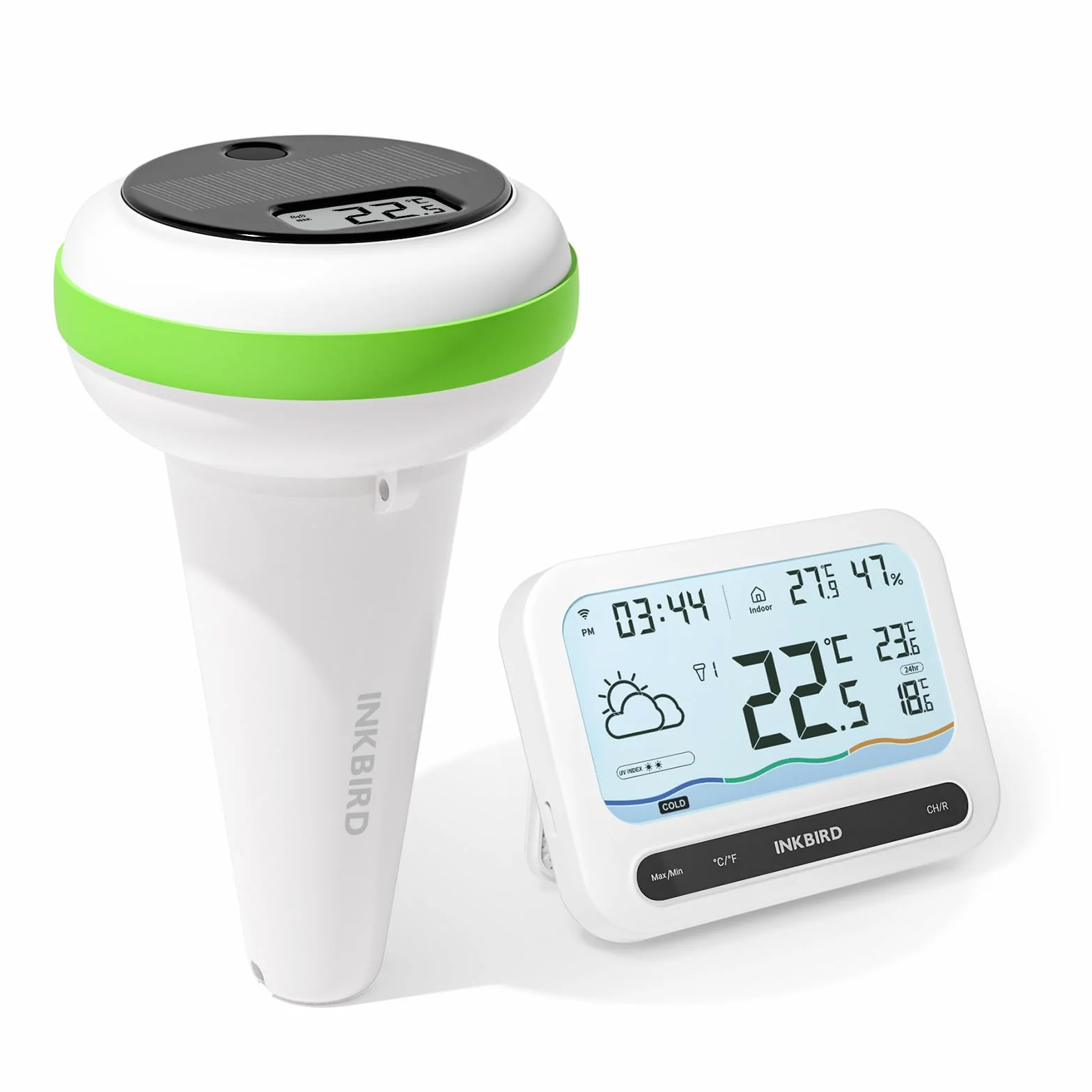 Inkbird Solarny termometr do basenu WiFi, bramka wielofunkcyjny monitor temperatury i wilgotności, sterowanie aplikacją, wiele alarmów
