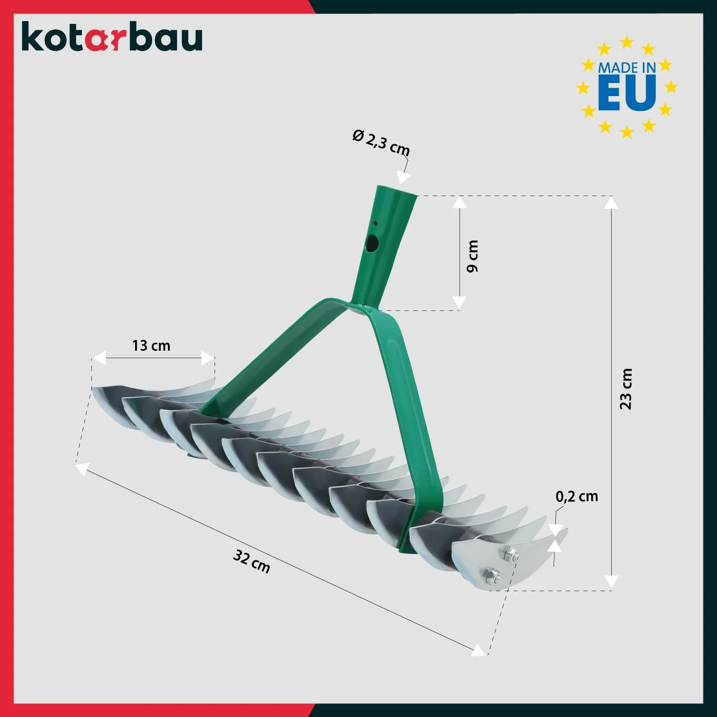 KOTARBAU® Ręczny napowietrzacz trawnika, 320 x 130 mm, wertykulator do trawnika, wertykulator ręczny